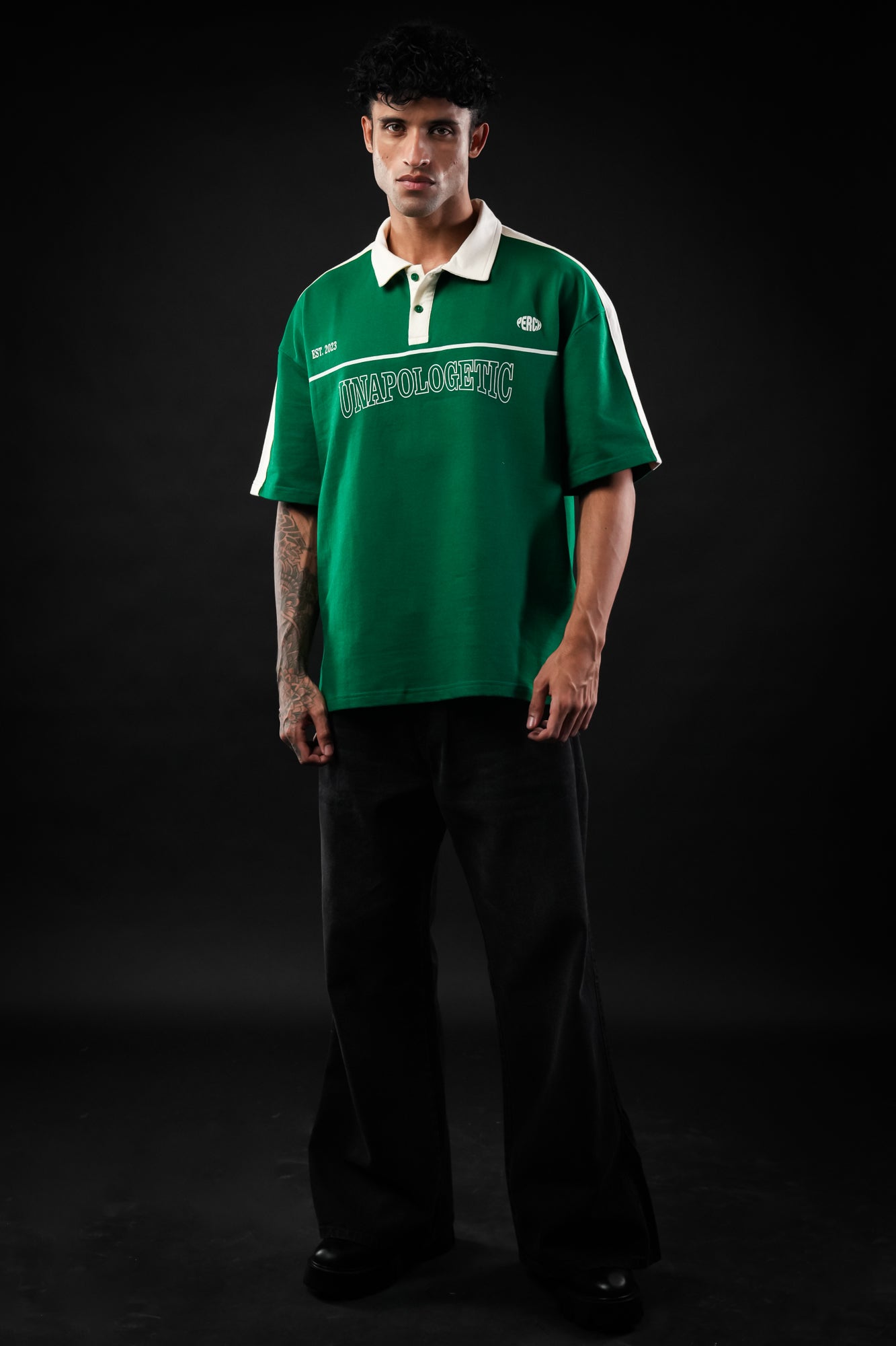 Forest Green Unapologetic Oversized Polo Tshirt