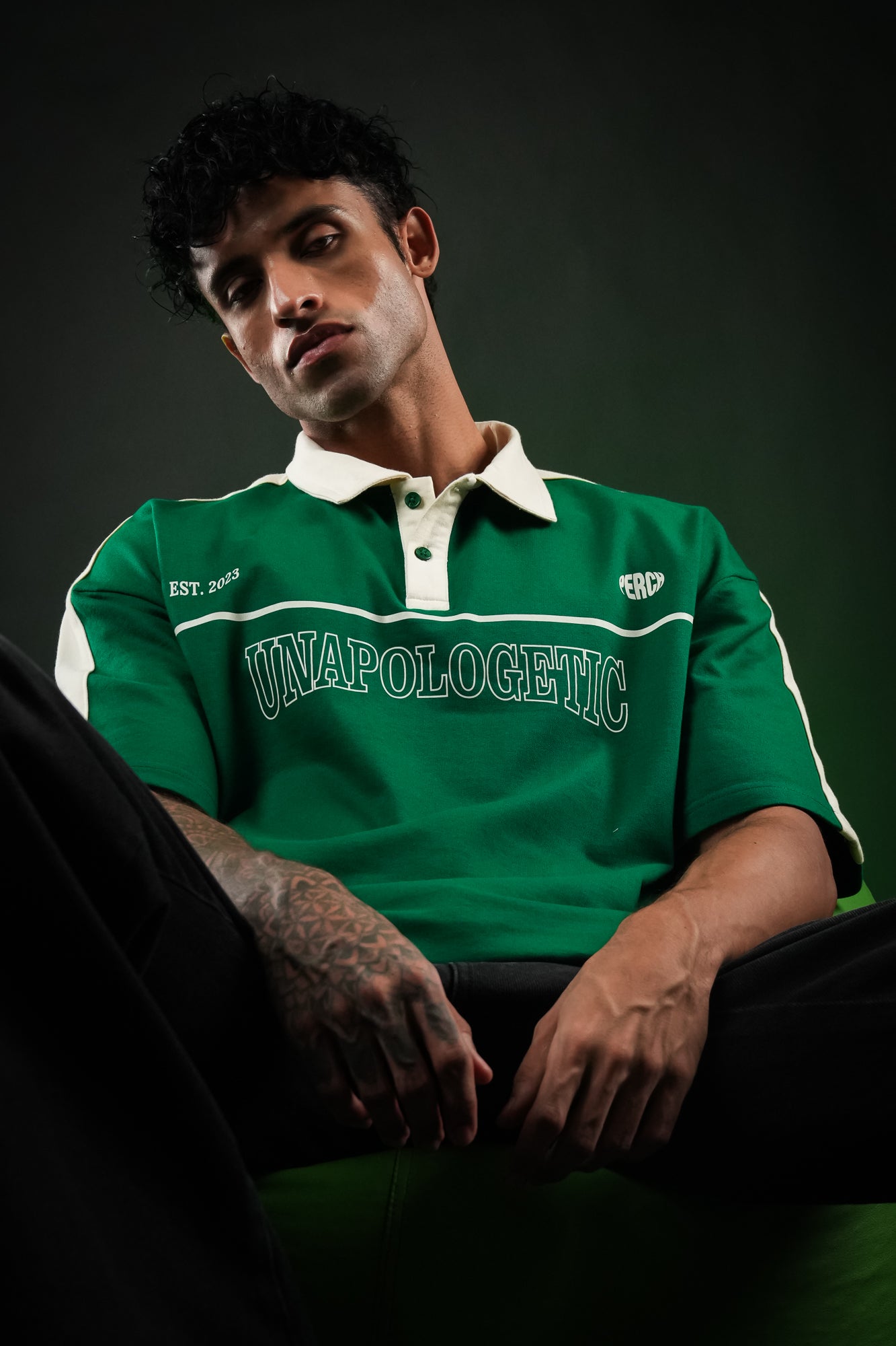 Forest Green Unapologetic Oversized Polo Tshirt