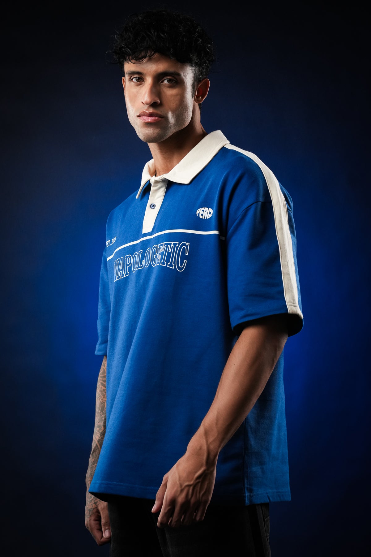 Royal Blue Unapologetic Cotton Oversized Polo Tshirt for Men & Women