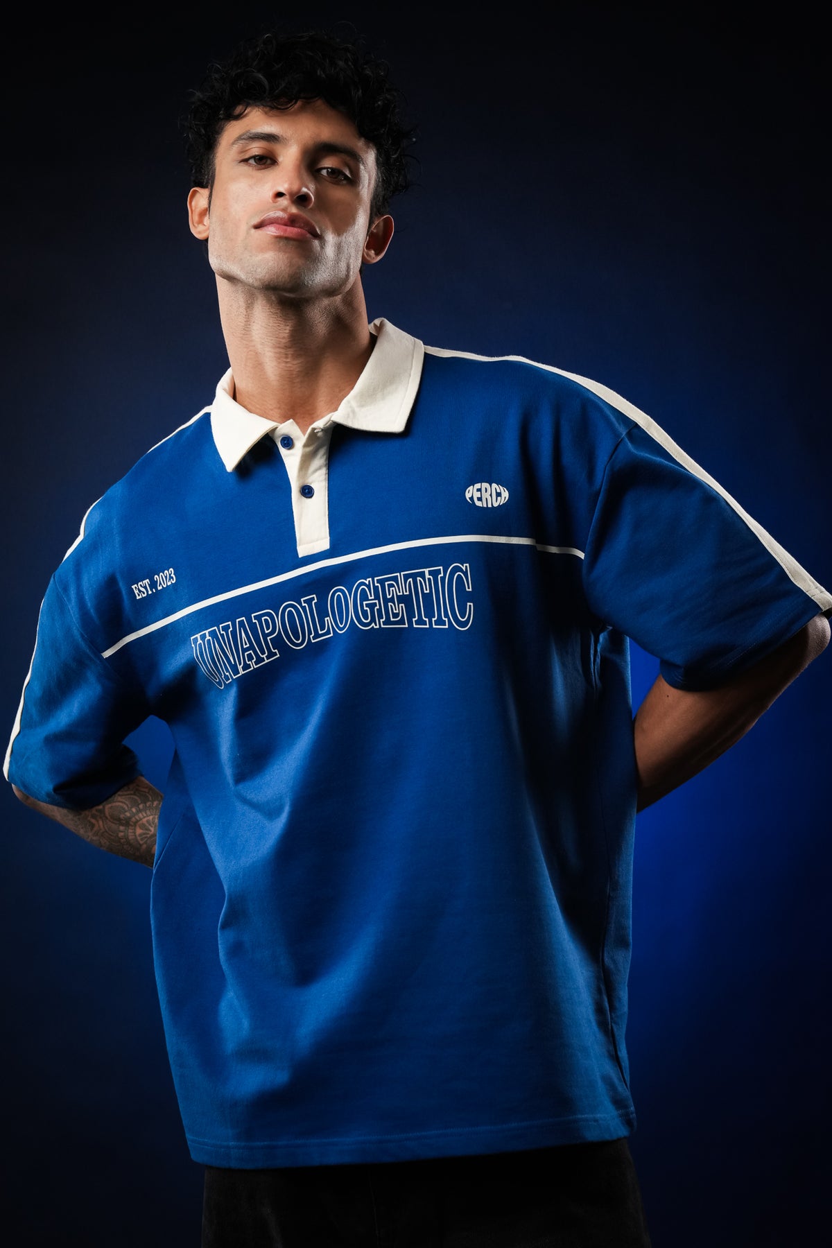 Royal Blue Unapologetic Cotton Oversized Polo Tshirt for Men & Women