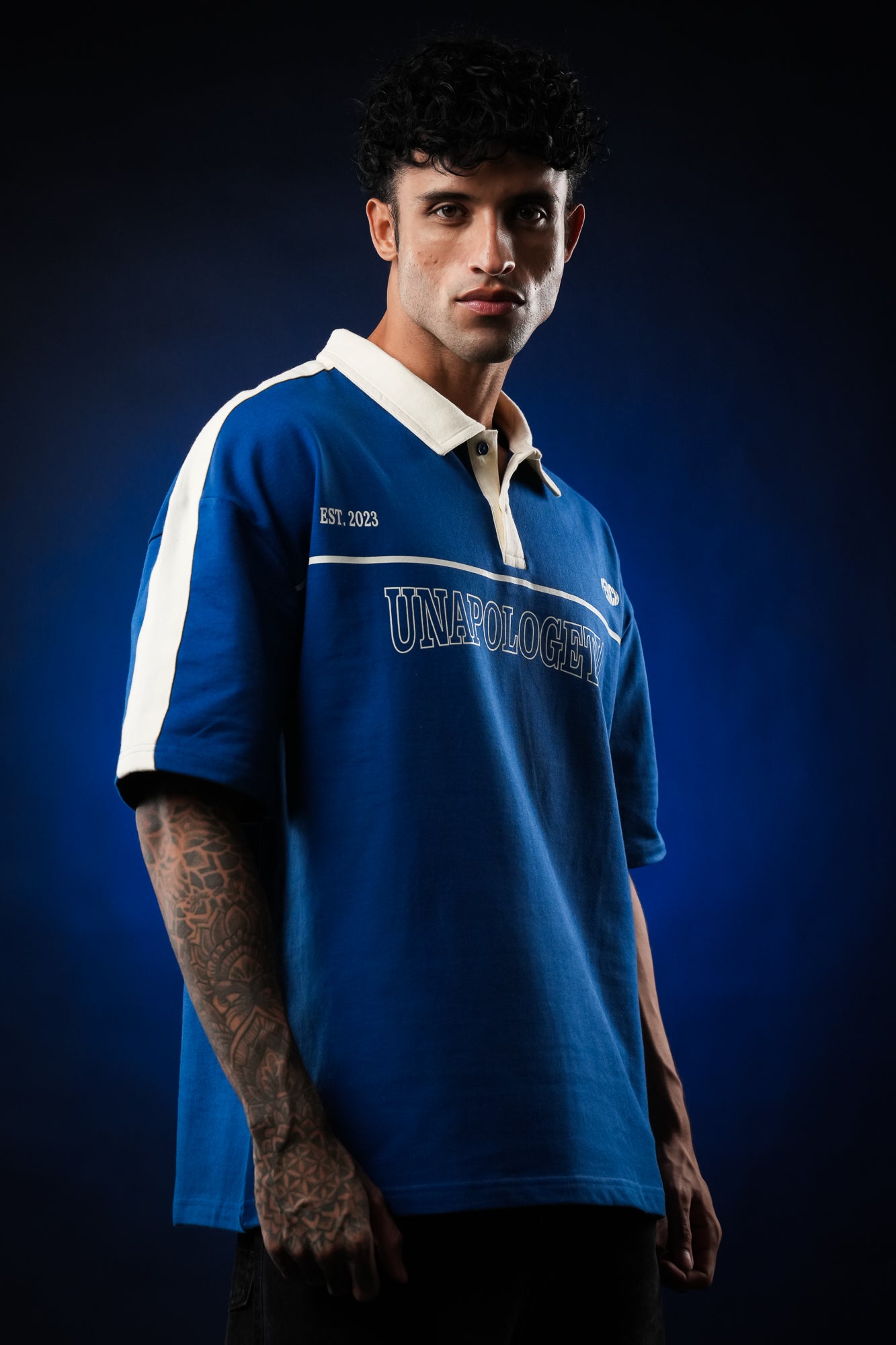 Royal Blue Unapologetic Cotton Oversized Polo Tshirt for Men & Women