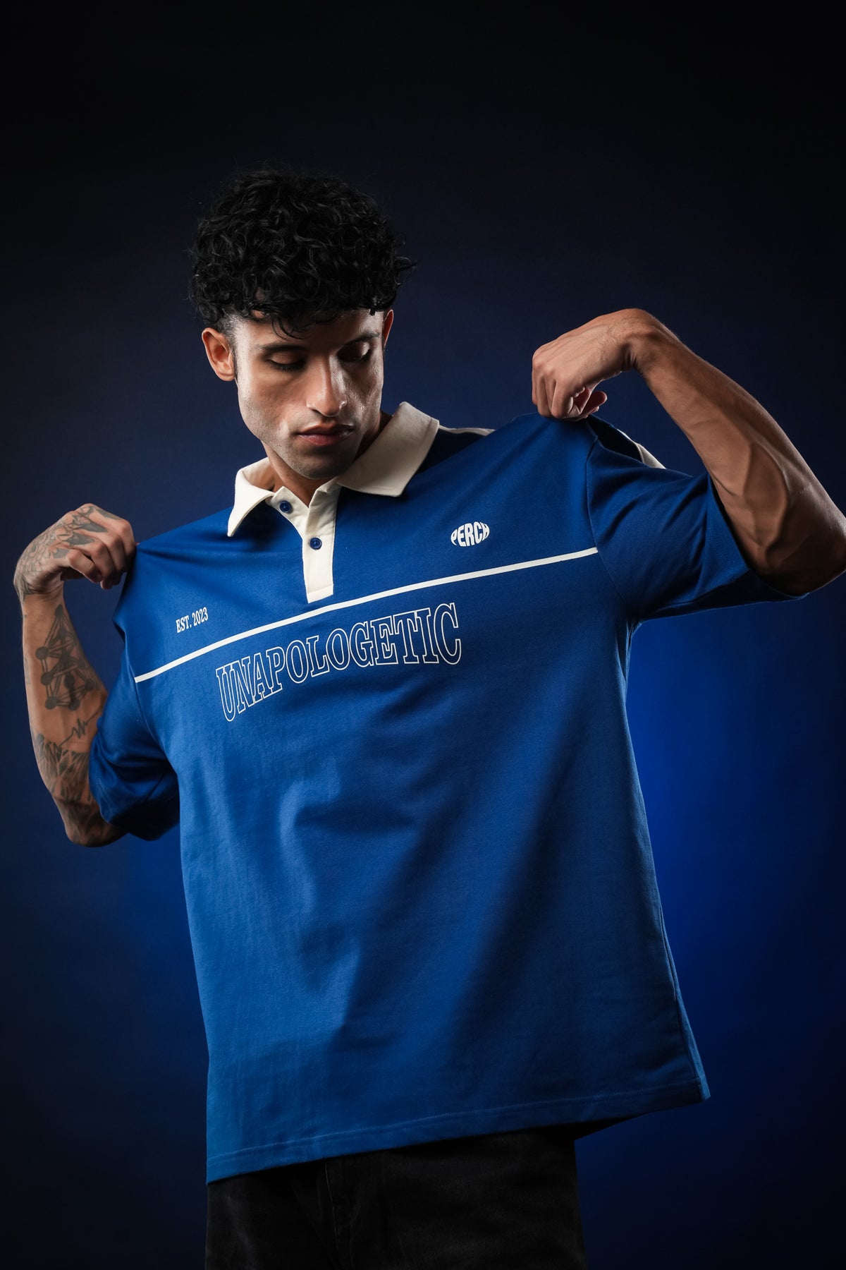 Royal Blue Unapologetic Cotton Oversized Polo Tshirt for Men & Women