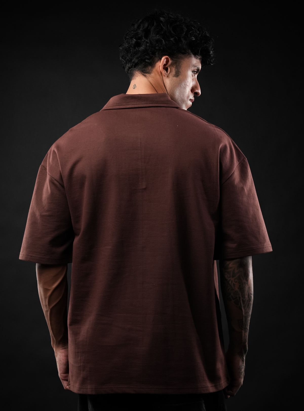 Brown Perch League Cotton Oversized Polo Tshirt for Men & Women