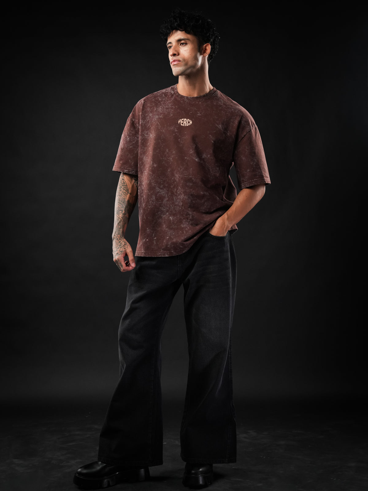 Brown Acid Wash Oversized Tshirt