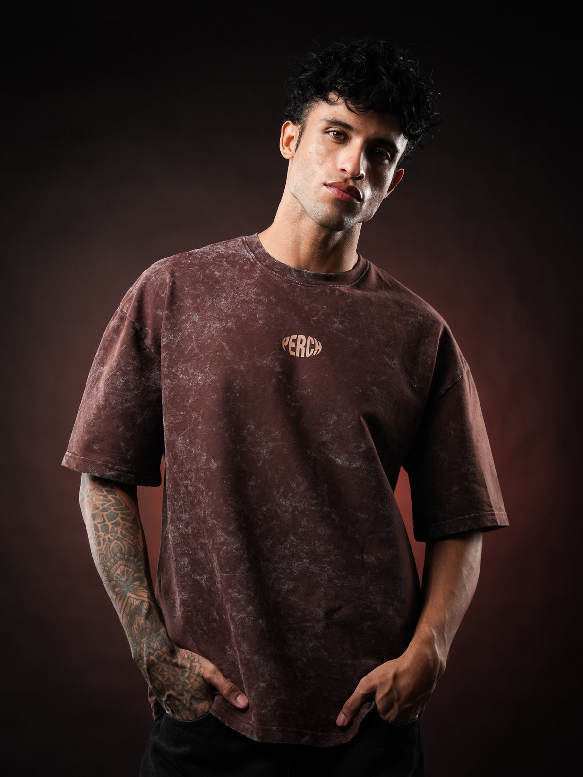 Brown Acid Wash Oversized Tshirt