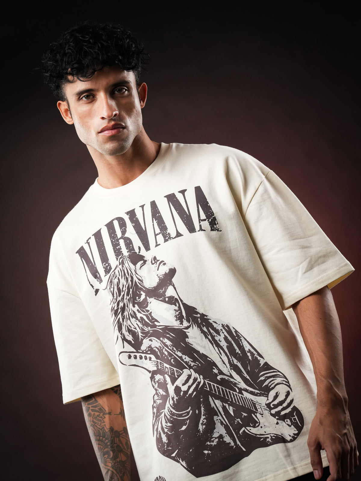 Cream Nirvana Oversized Tshirt