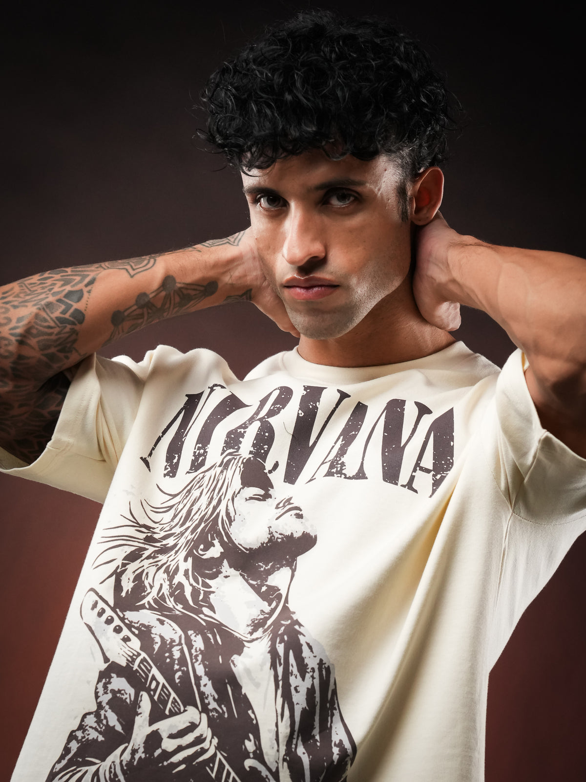 Cream Nirvana Oversized Tshirt