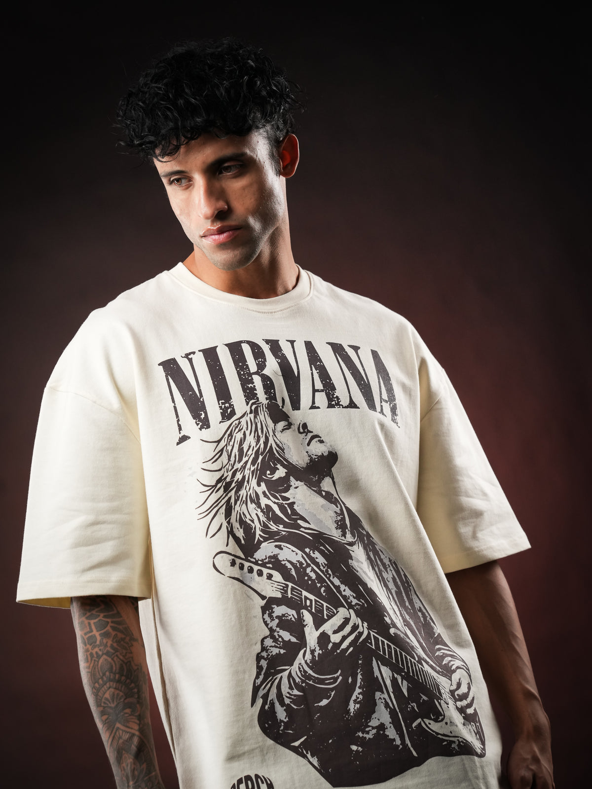 Cream Nirvana Oversized Tshirt