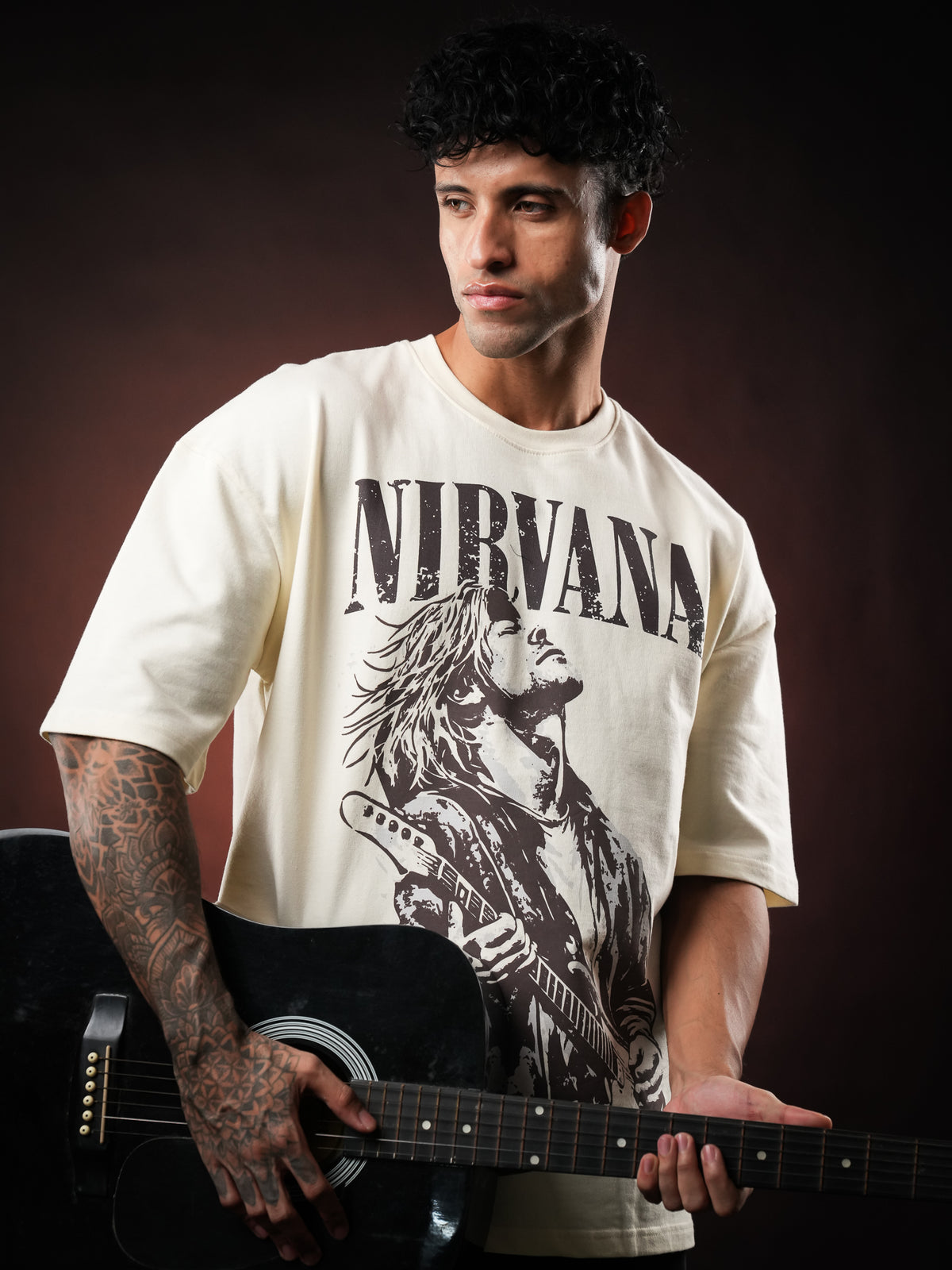 Cream Nirvana Oversized Tshirt