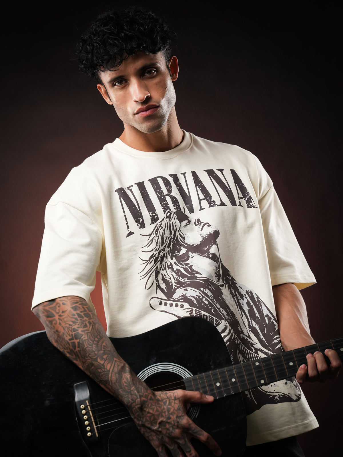 Cream Nirvana Oversized Tshirt