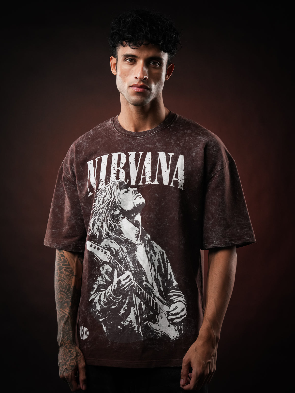 Brown Nirvana Acid Wash Oversized Tshirt