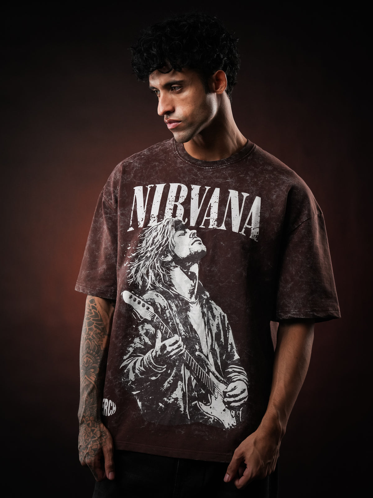 Brown Nirvana Acid Wash Oversized Tshirt