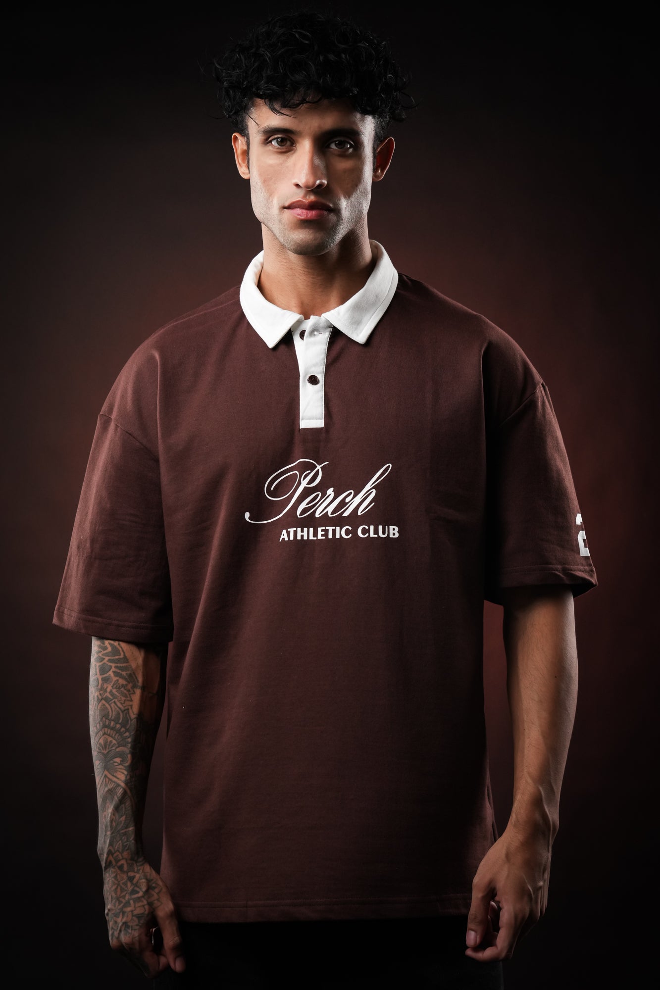 Brown Perch Club Oversized Polo Tshirt