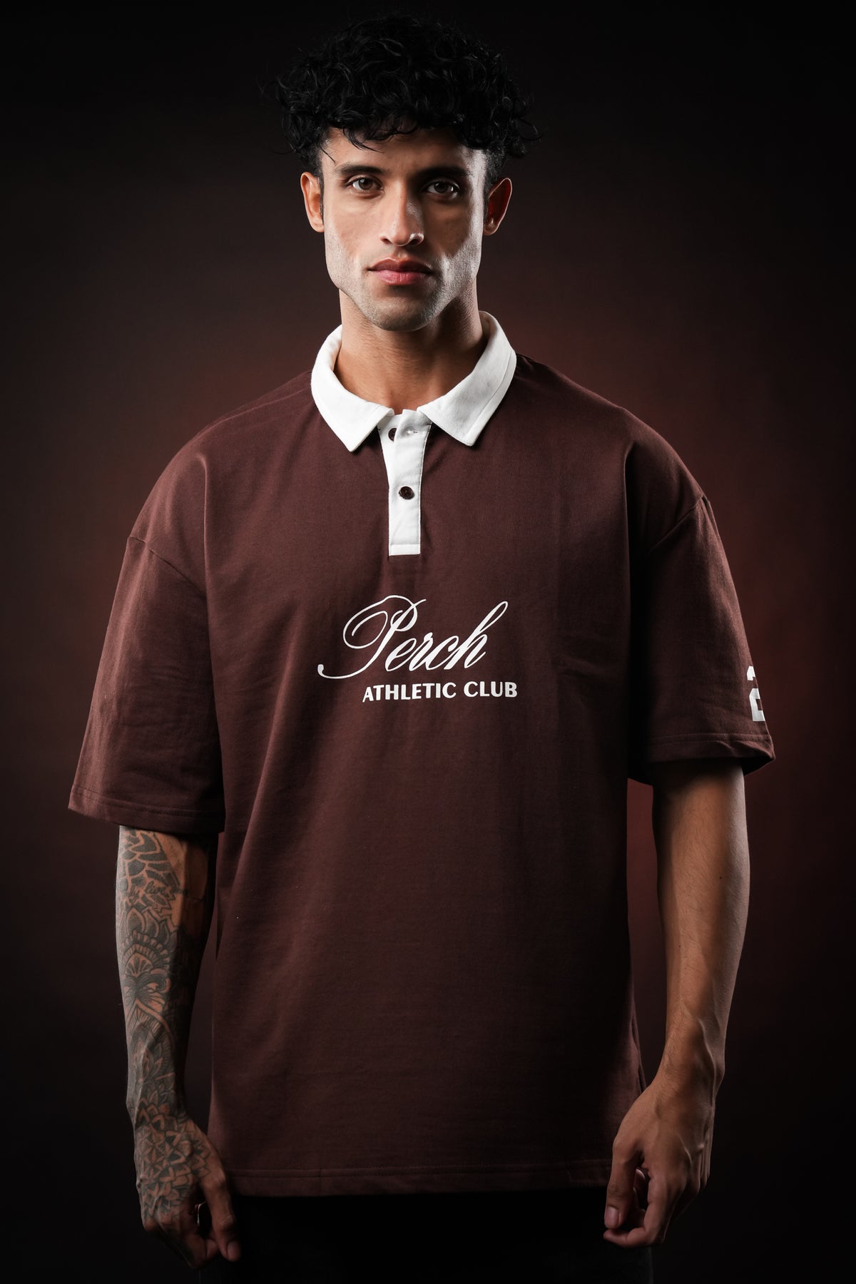 Brown Perch Club Cotton Oversized Polo Tshirt for Men & Women