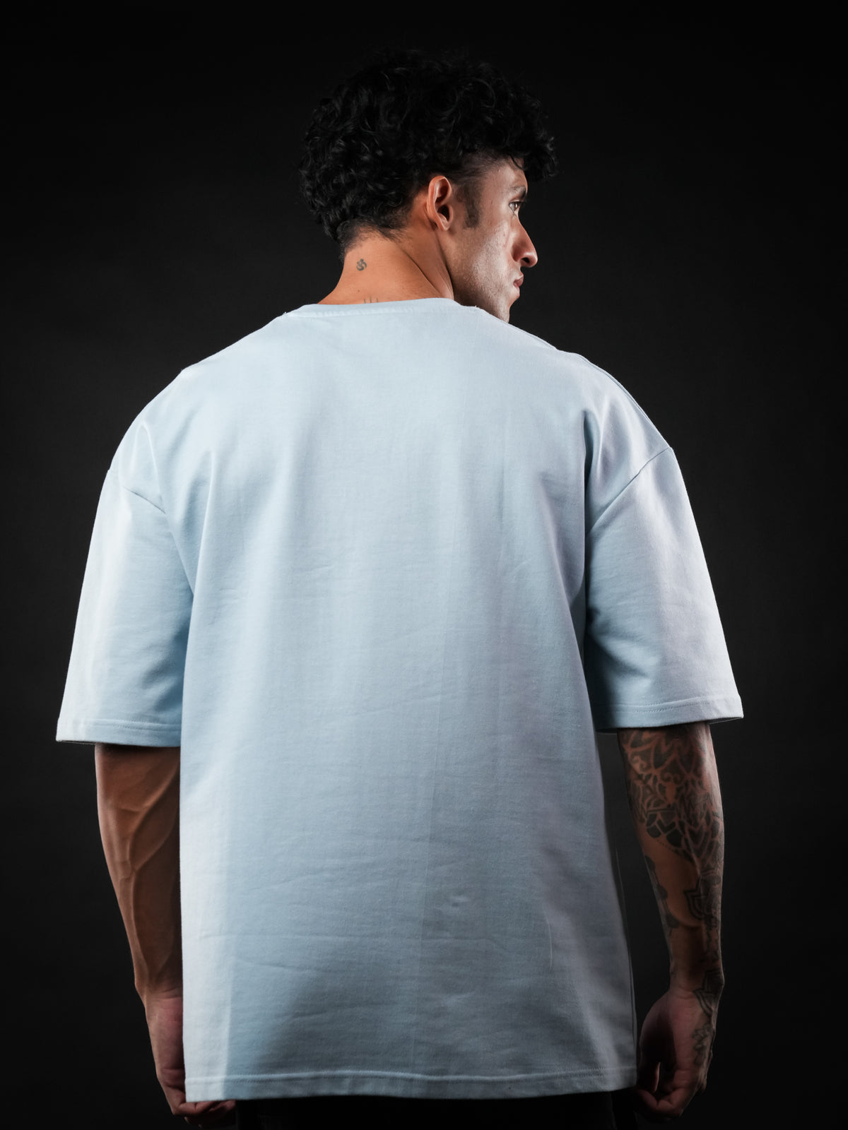Sky Blue Solid Oversized Tshirt