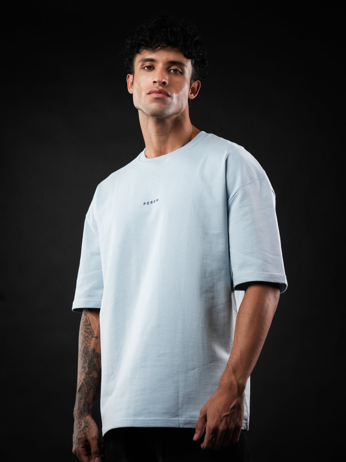 Sky Blue Solid Oversized Tshirt