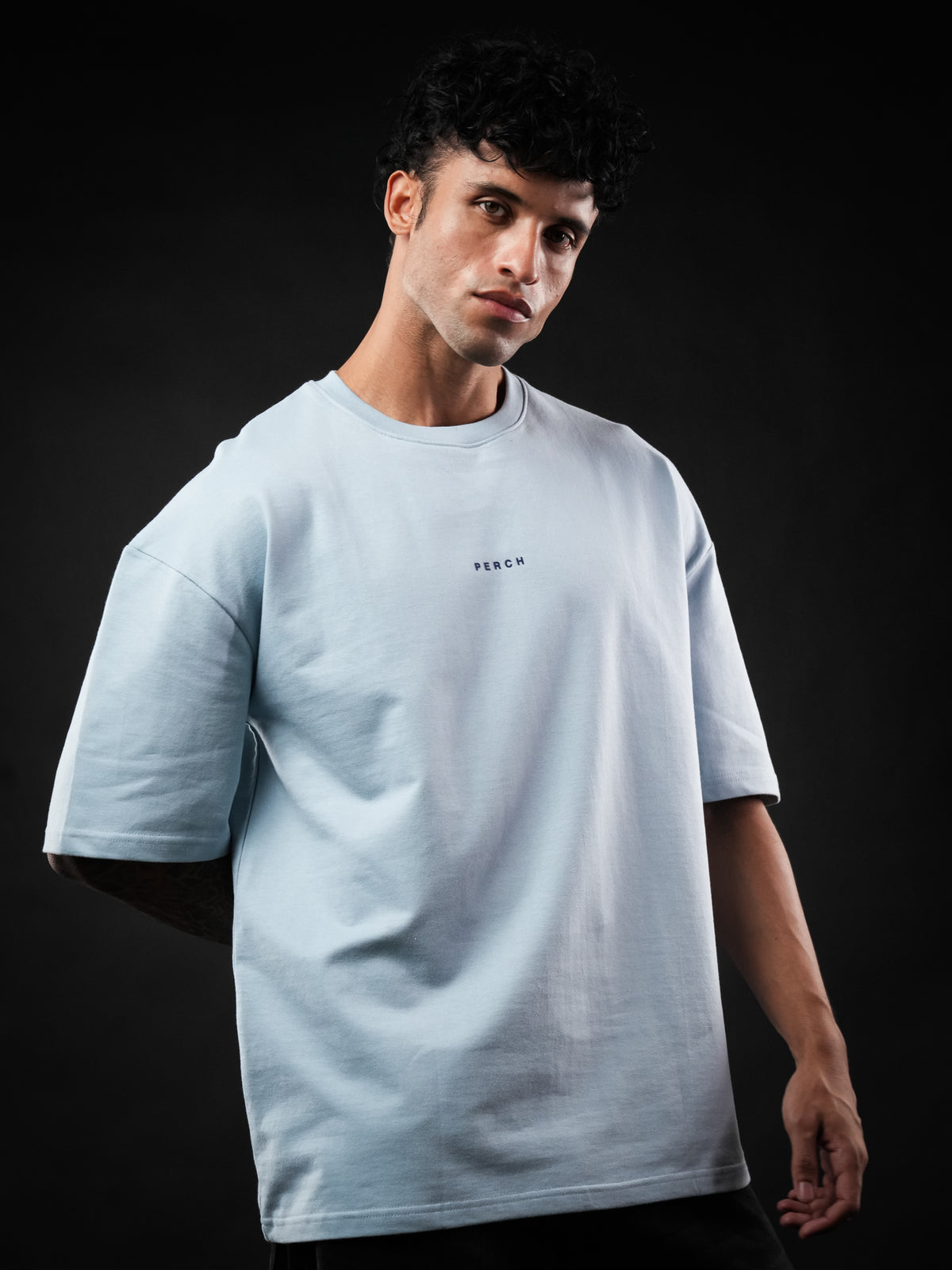 Sky Blue Solid Oversized Tshirt