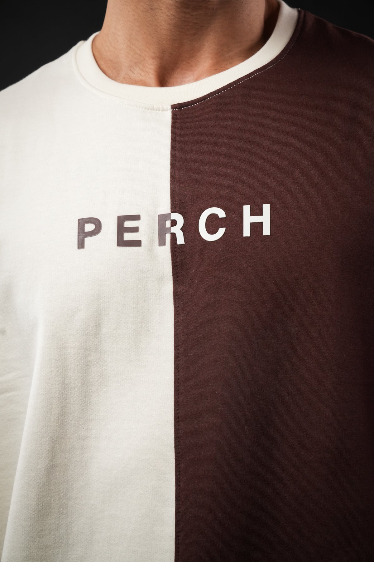 Brown Cream Divider Oversized Tshirt
