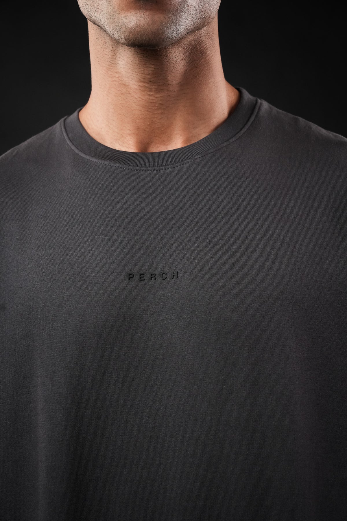 Dark Grey Solid Oversized Tshirt
