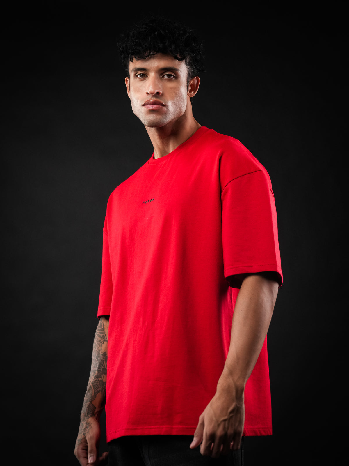 Red Solid Oversized Tshirt
