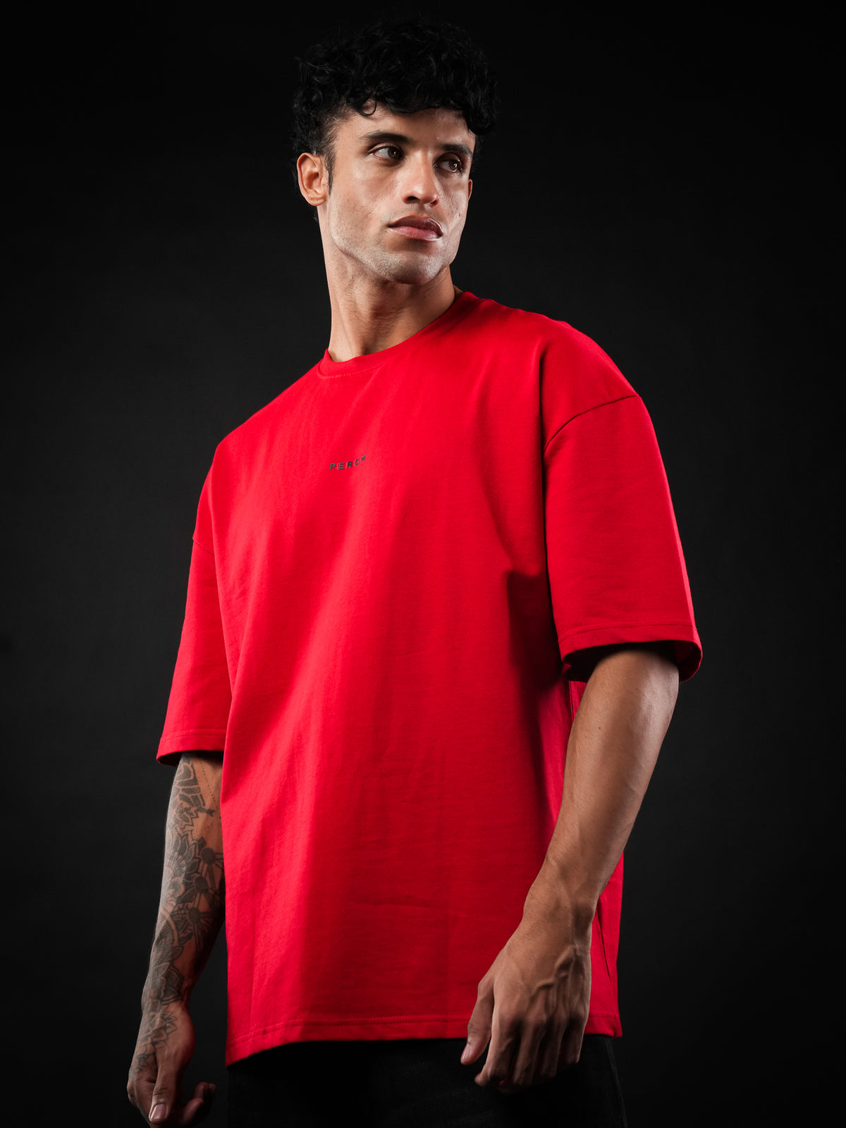 Red Solid Oversized Tshirt
