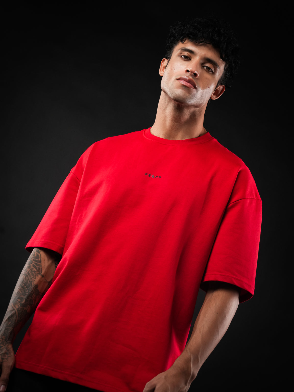 Red Solid Oversized Tshirt
