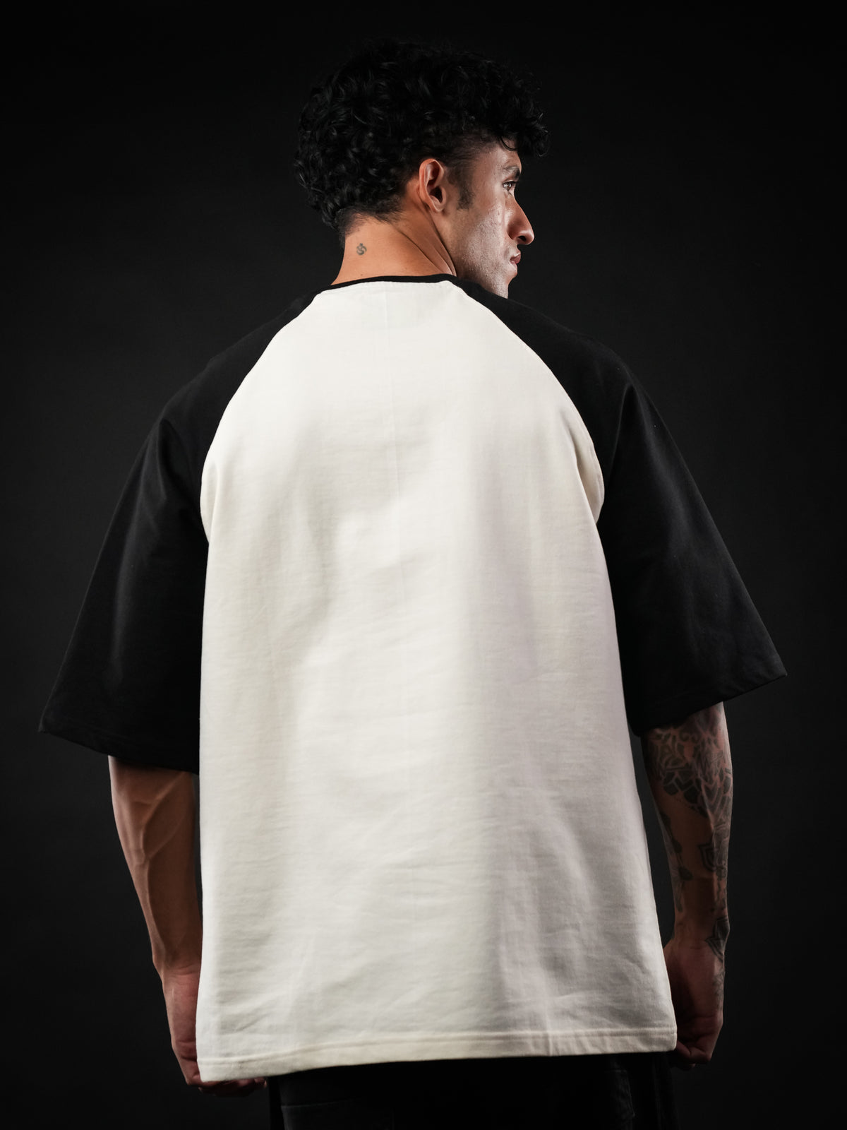 Black Raglan Sleeve Cotton Oversized Tshirt for Men & Women