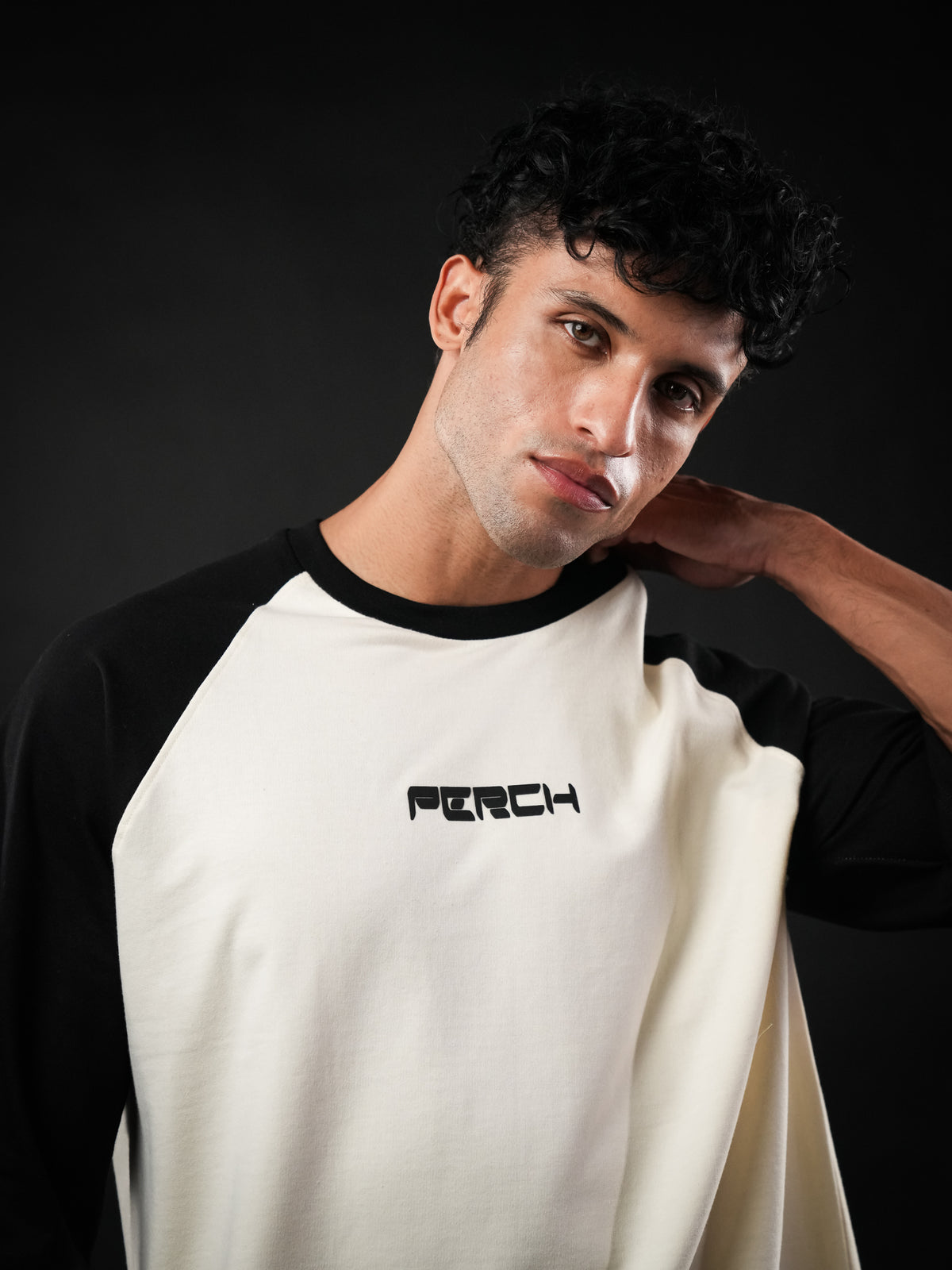 Black Raglan Sleeve Cotton Oversized Tshirt for Men & Women