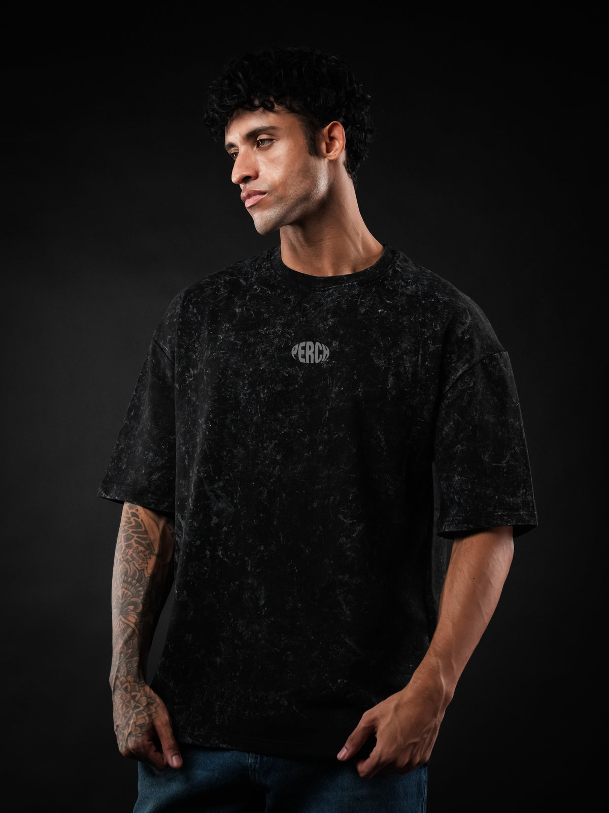 Black Acid Wash Oversized Tshirt