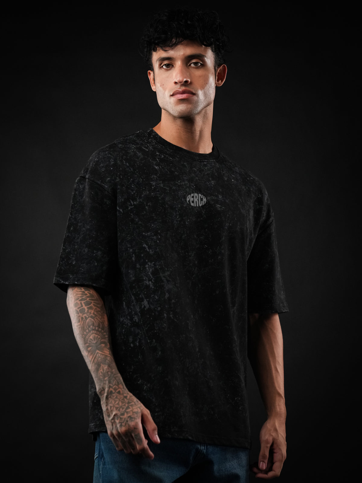 Black Acid Wash Oversized Tshirt