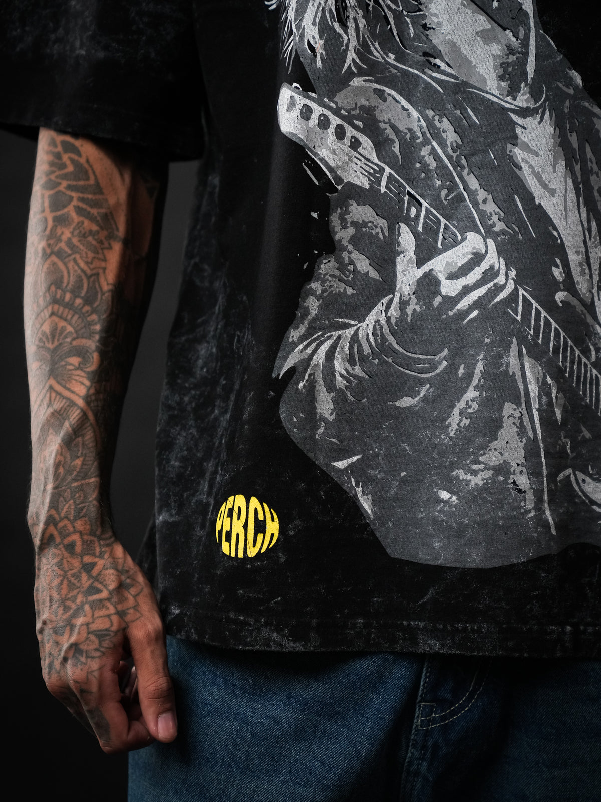 Black Nirvana Acid Wash Oversized Tshirt