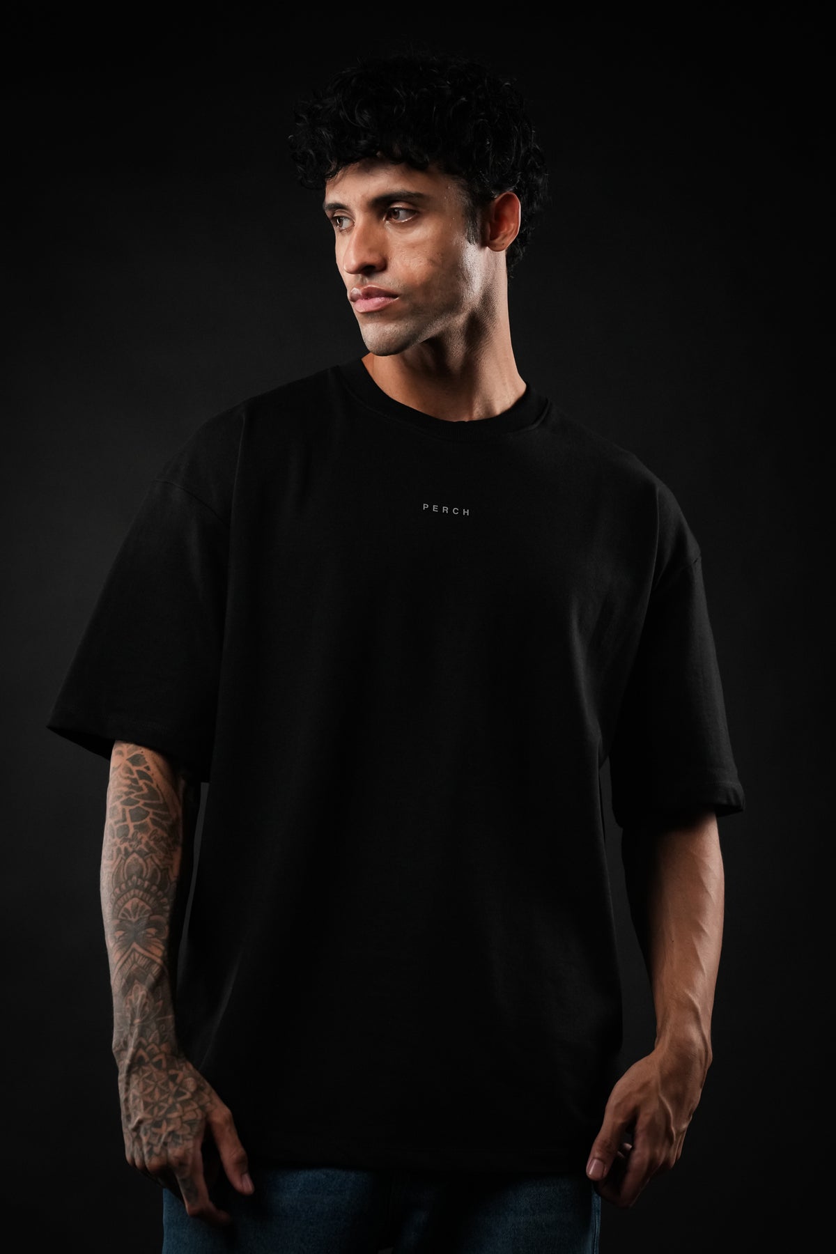 Black Solid Oversized Tshirt