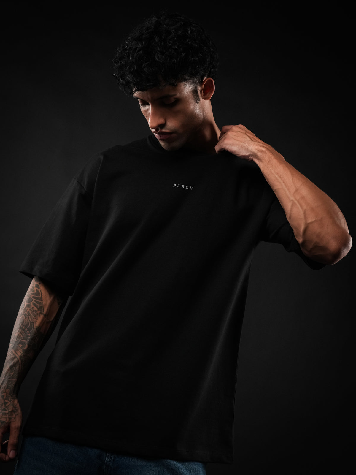 Black Solid Oversized Tshirt