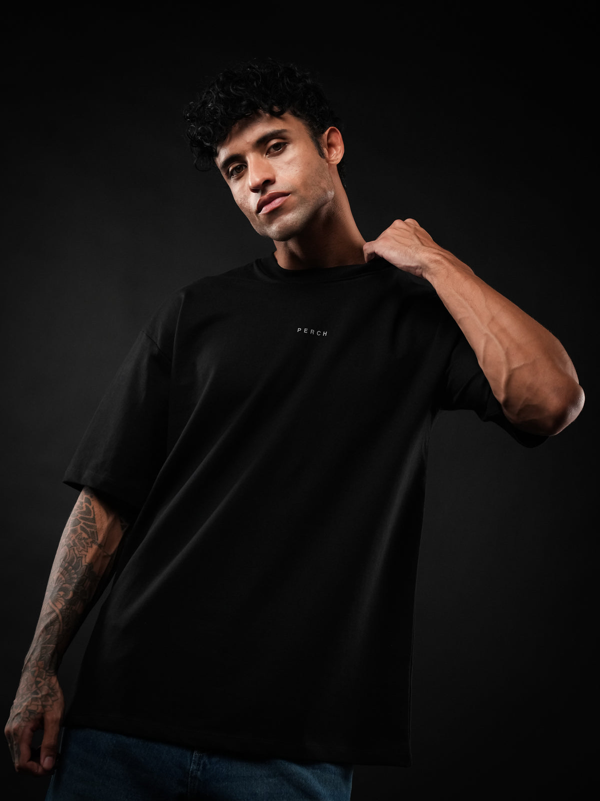 Black Solid Oversized Tshirt