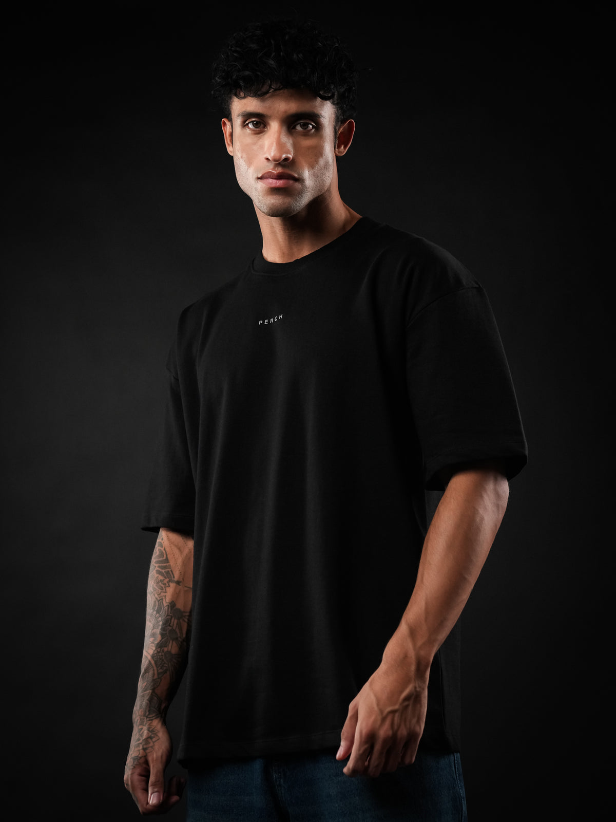 Black Solid Oversized Tshirt