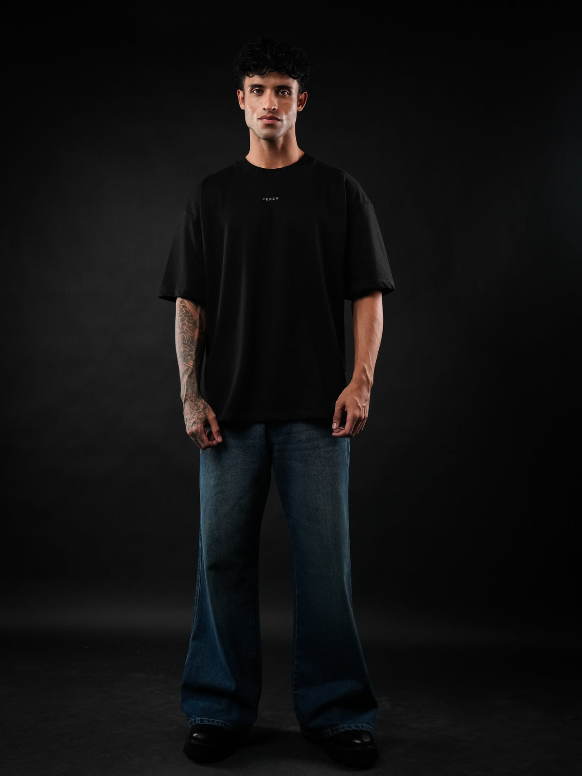 Black Solid Oversized Tshirt