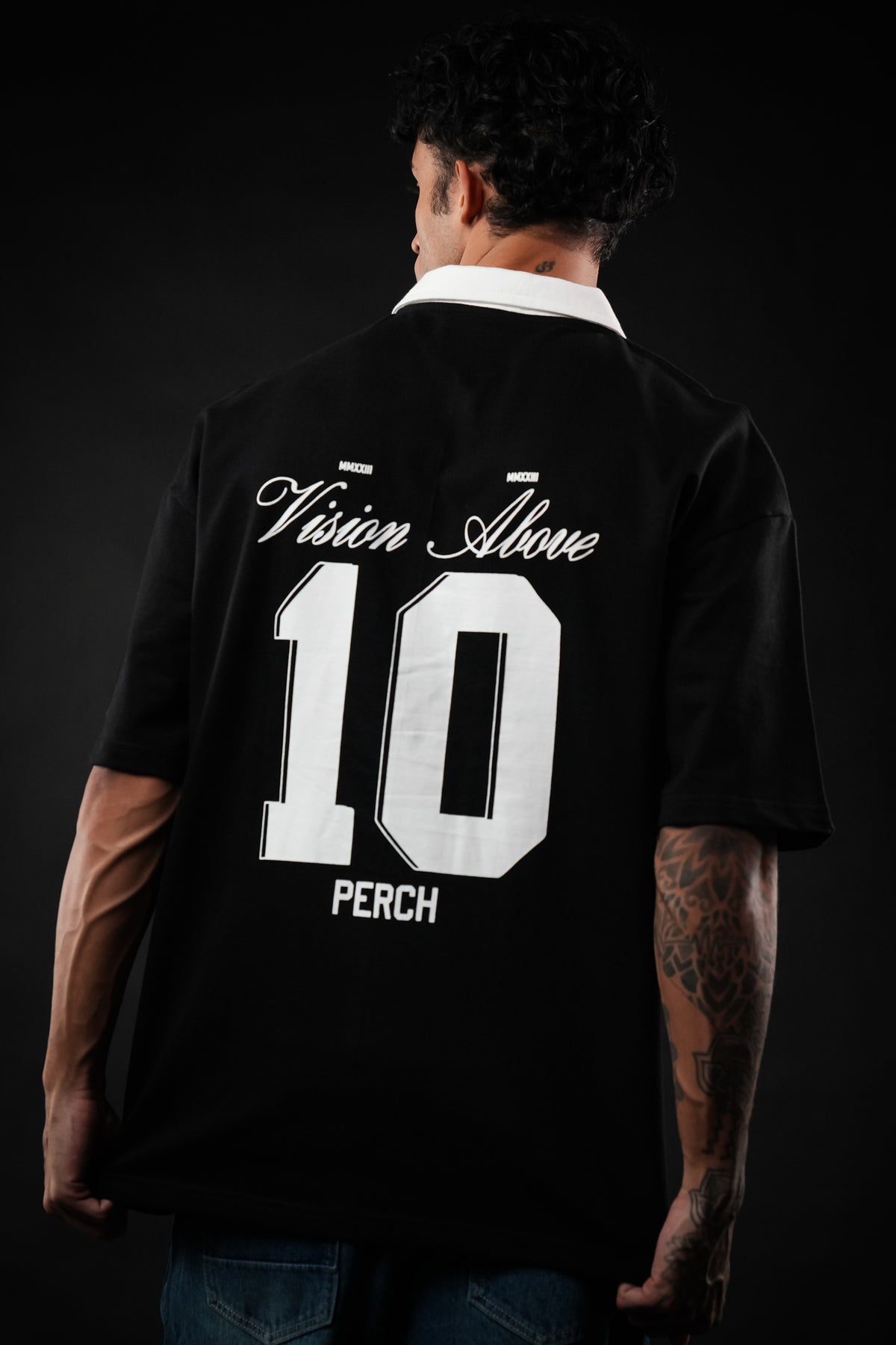 Black Perch Club Cotton Oversized Polo Tshirt for Men & Women