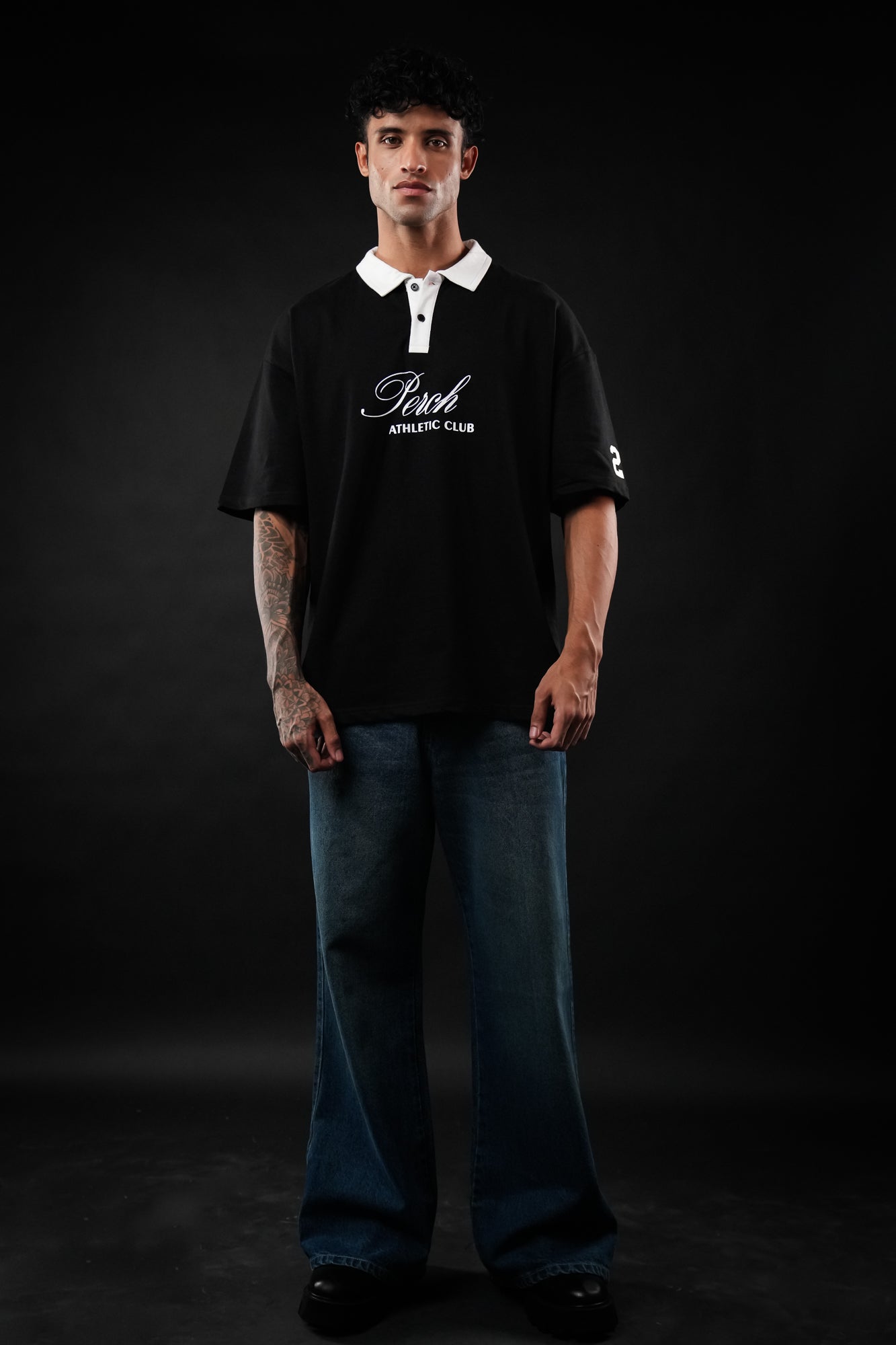 Black Perch Club Oversized Polo Tshirt