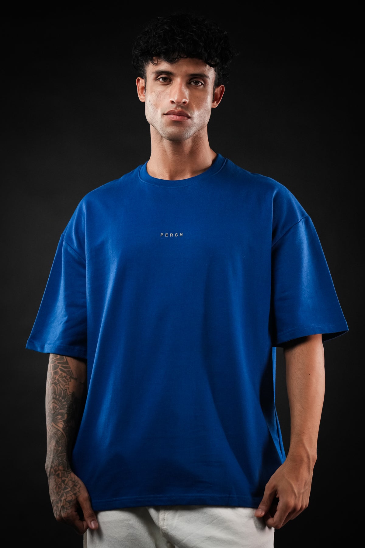 Royal Blue Solid Oversized Tshirt