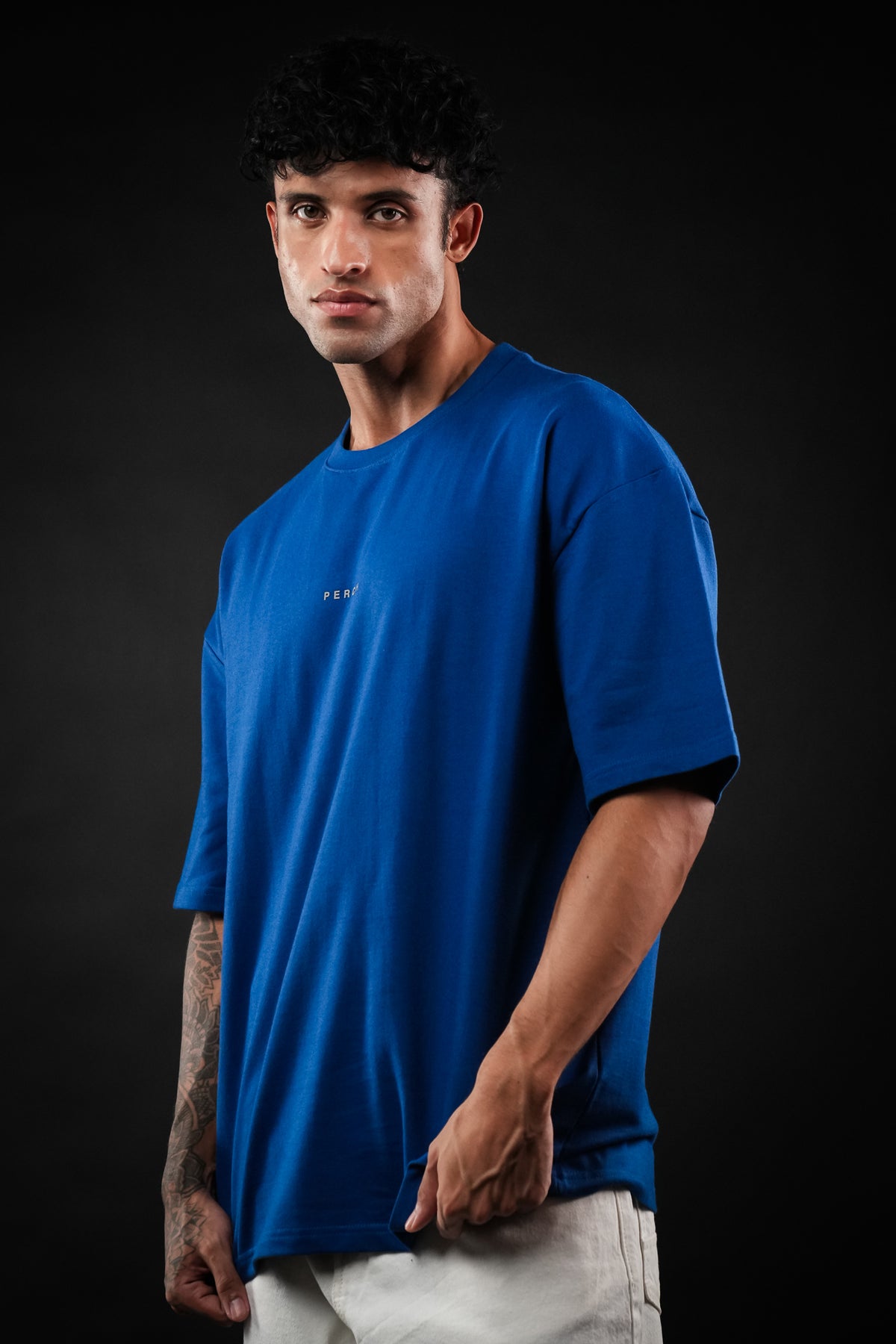 Royal Blue Solid Oversized Tshirt
