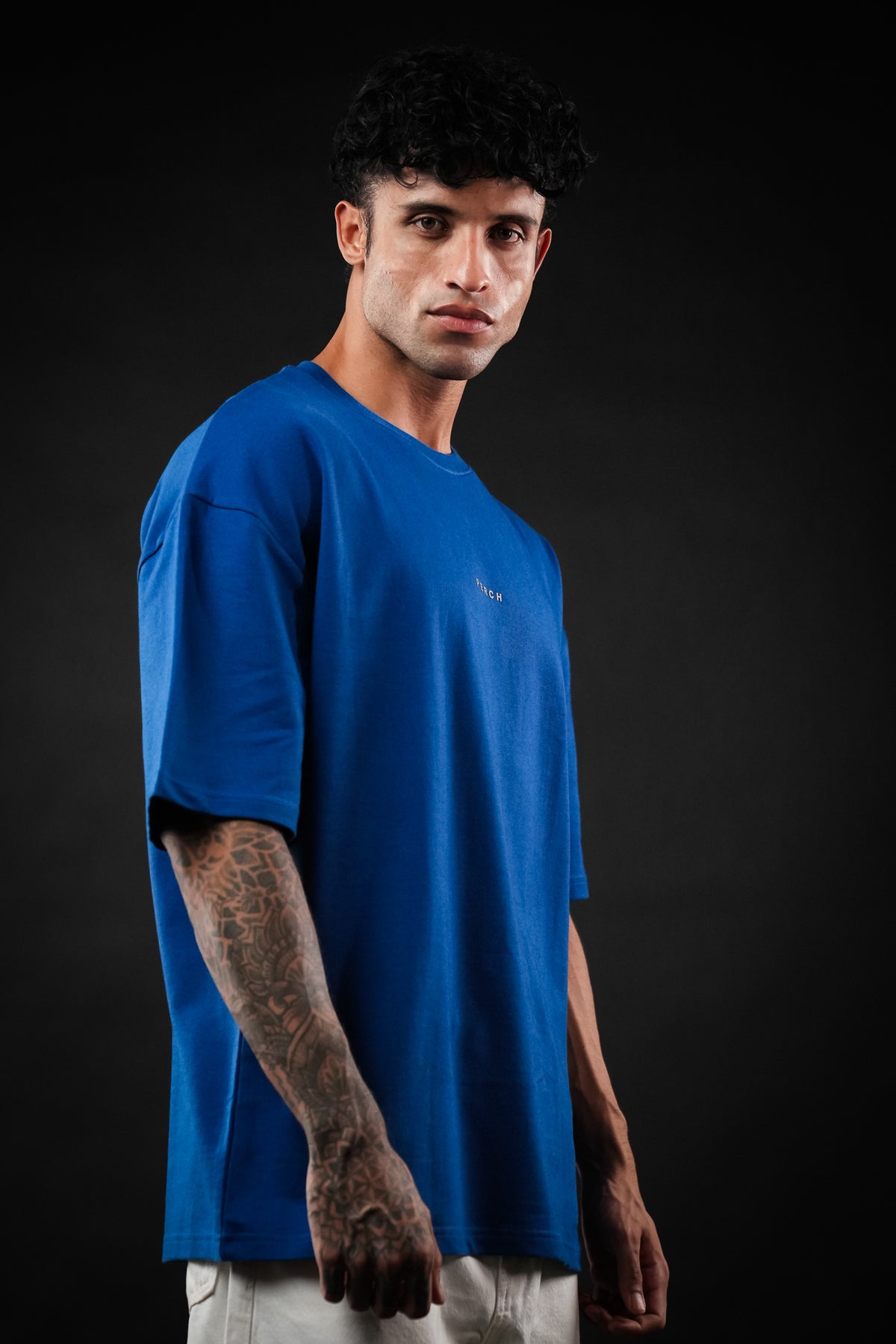 Royal Blue Solid Oversized Tshirt