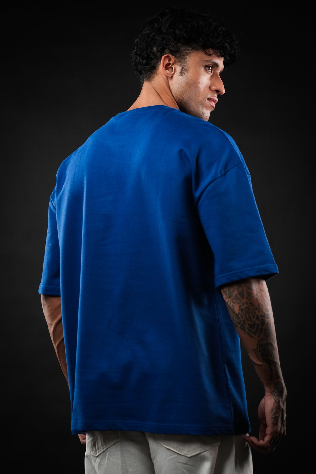 Royal Blue Solid Oversized Tshirt
