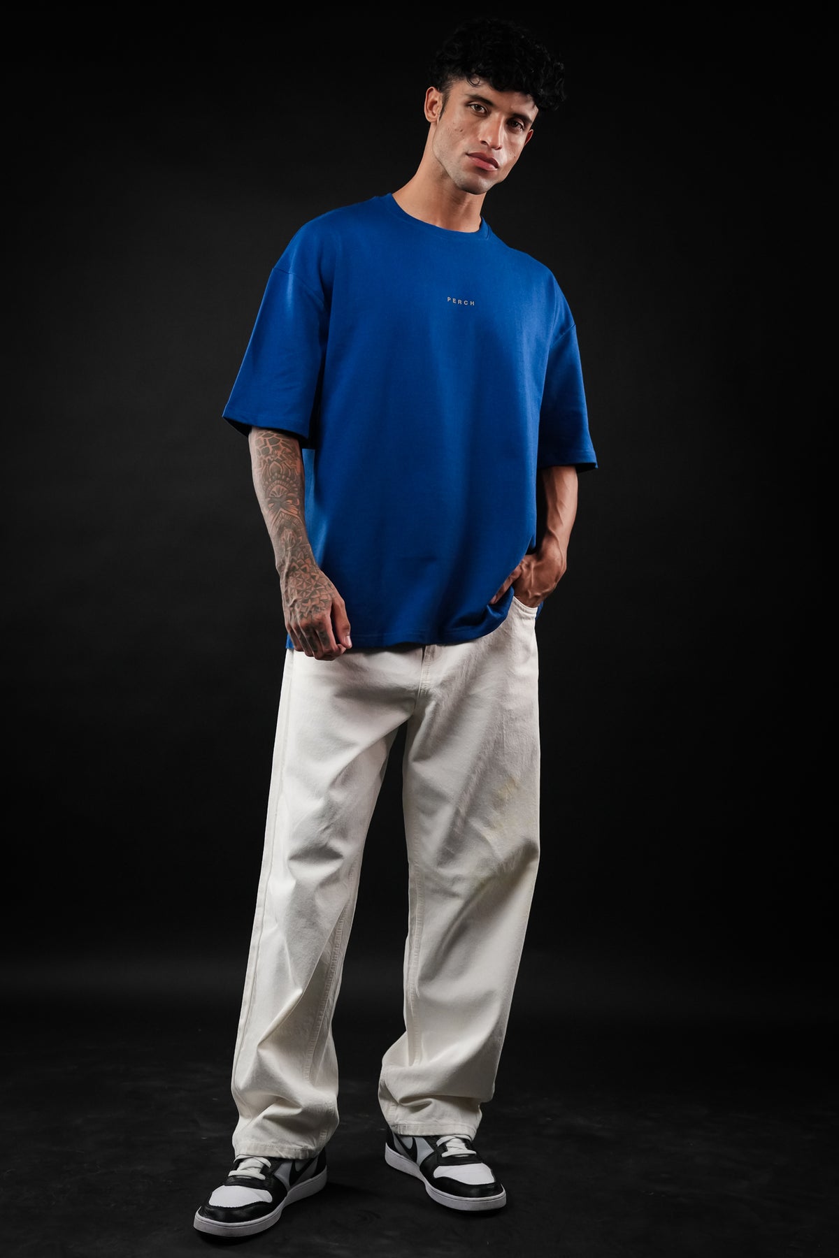 Royal Blue Solid Oversized Tshirt