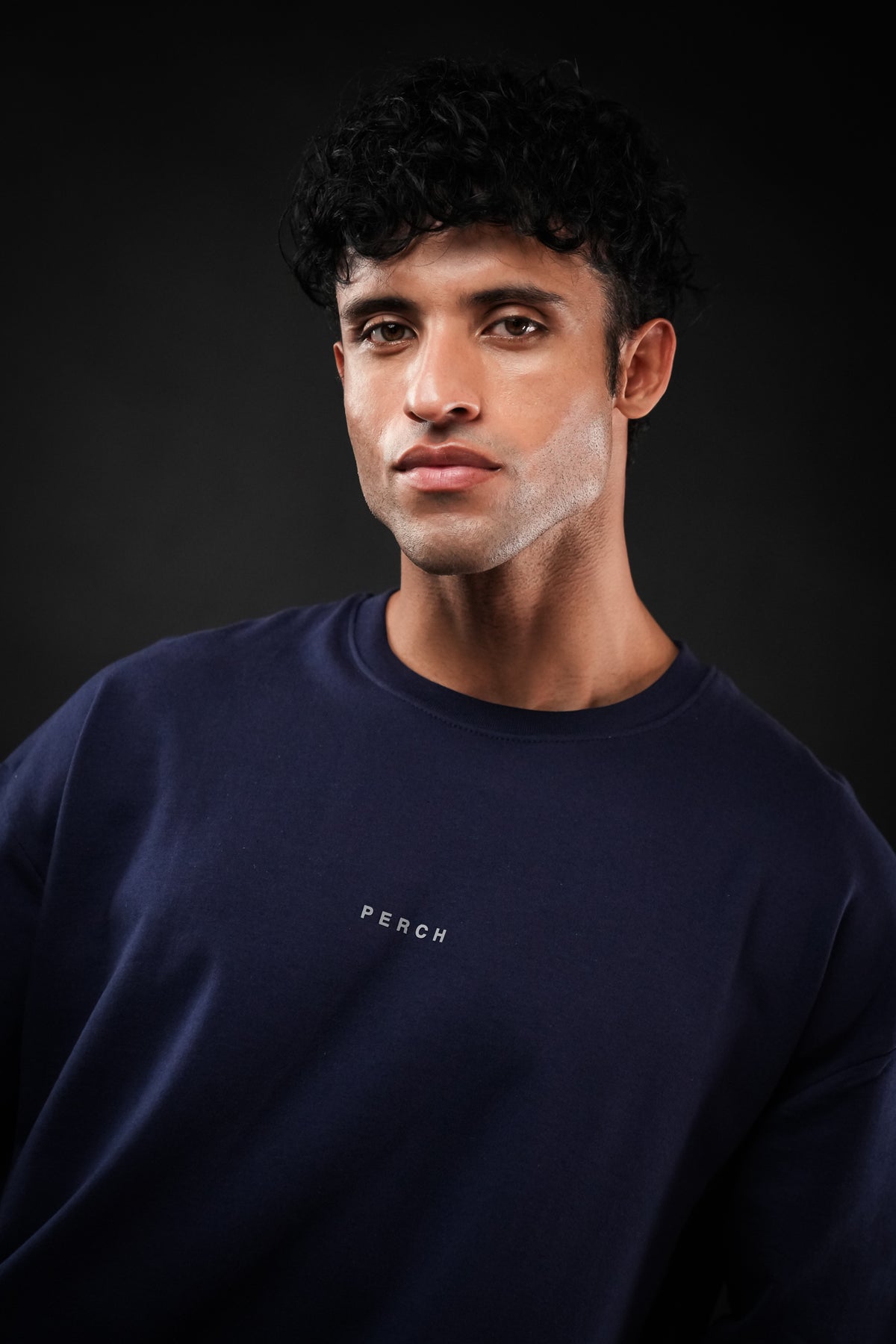 Navy Blue Solid Oversized Tshirt
