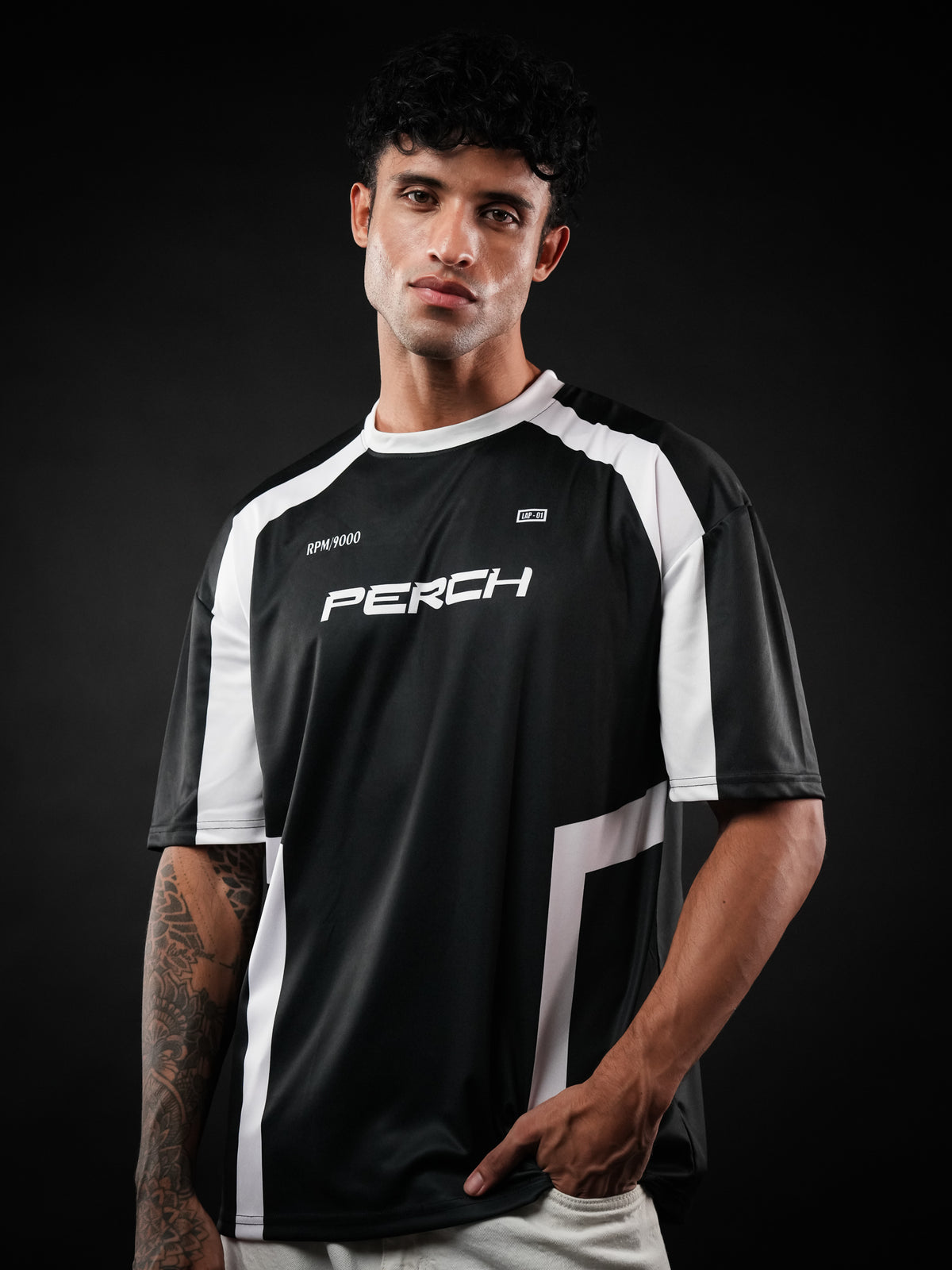 Black Perch Varsity Oversized Jersey Tshirt