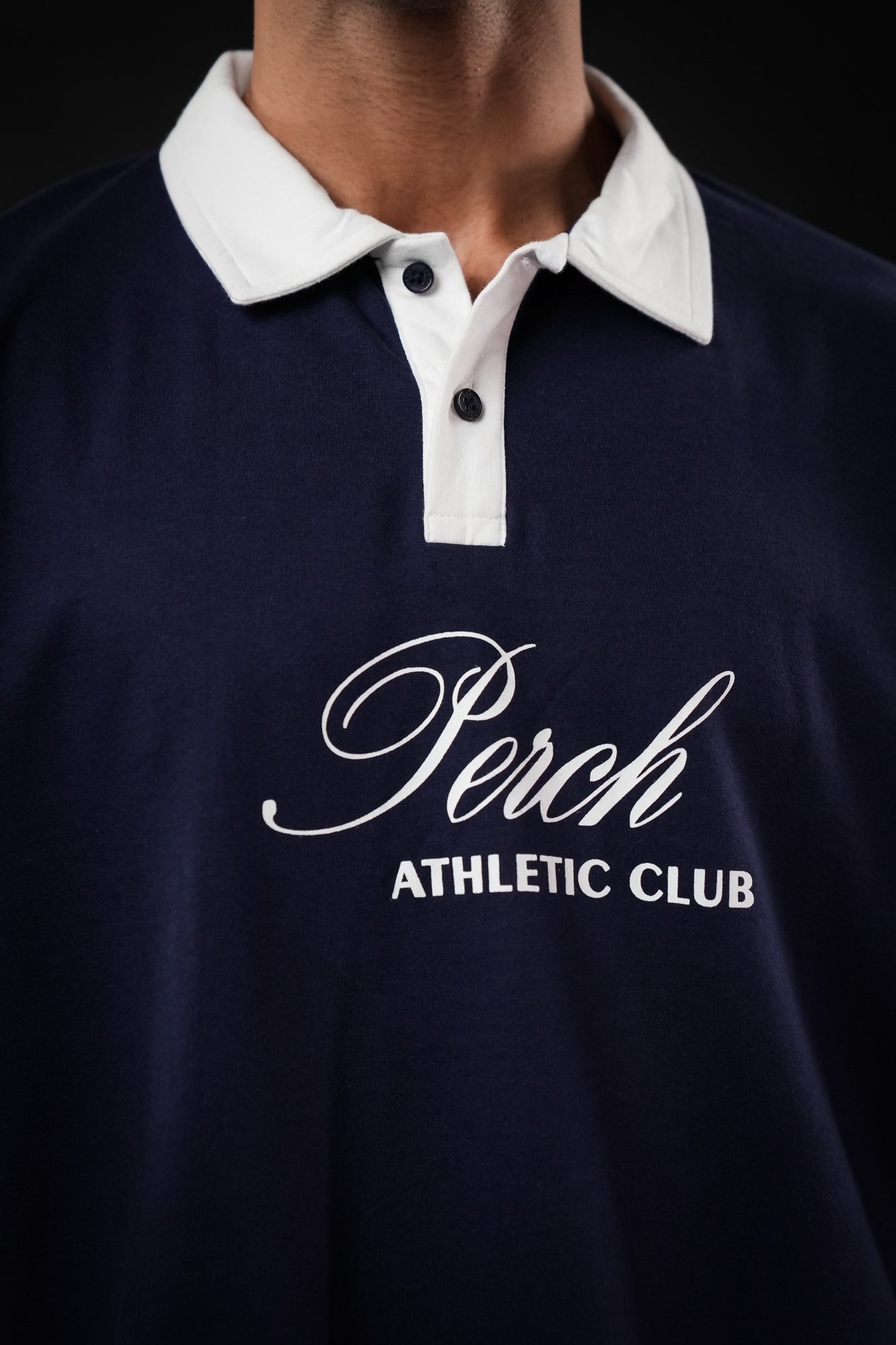 Navy Blue Perch Club Oversized Polo Tshirt