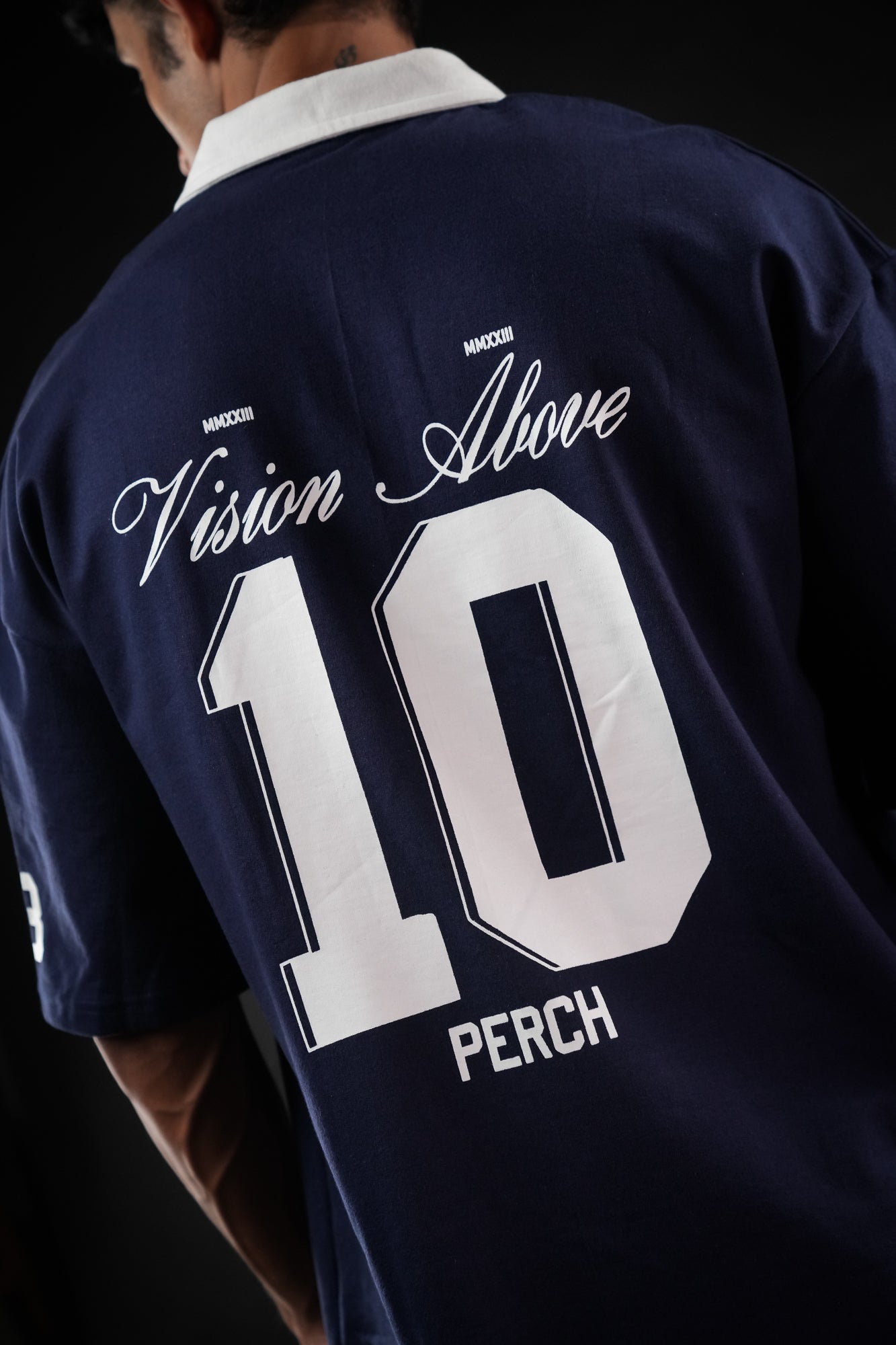 Navy Blue Perch Club Oversized Polo Tshirt
