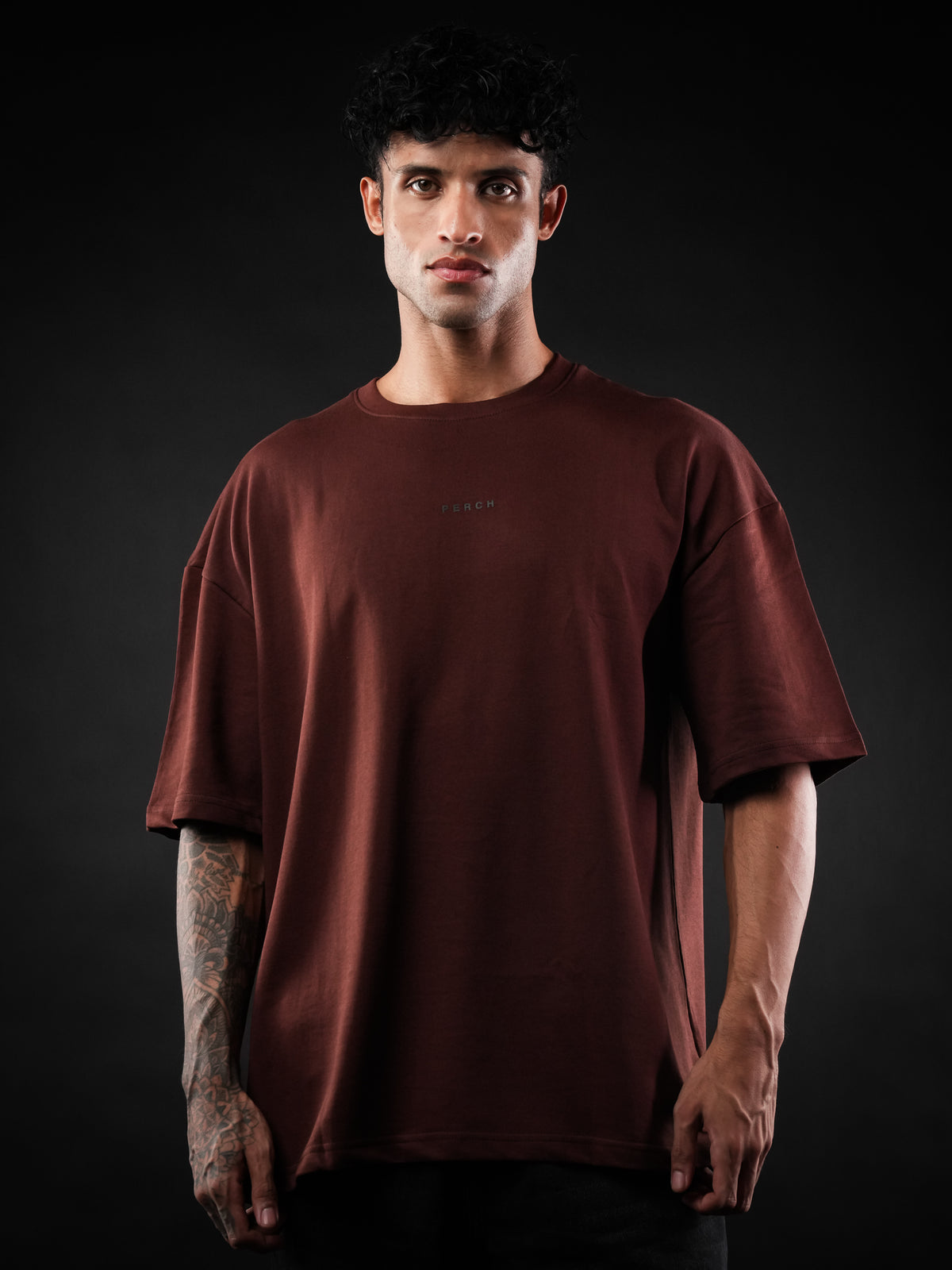 Brown Solid Oversized Tshirt