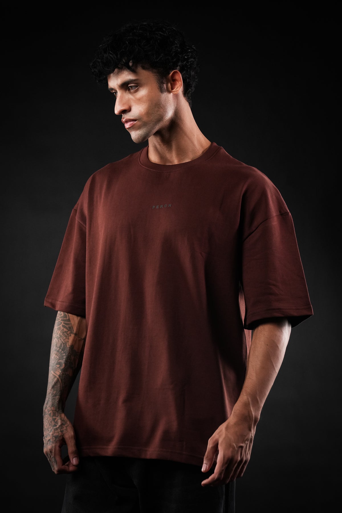 Brown Solid Oversized Tshirt