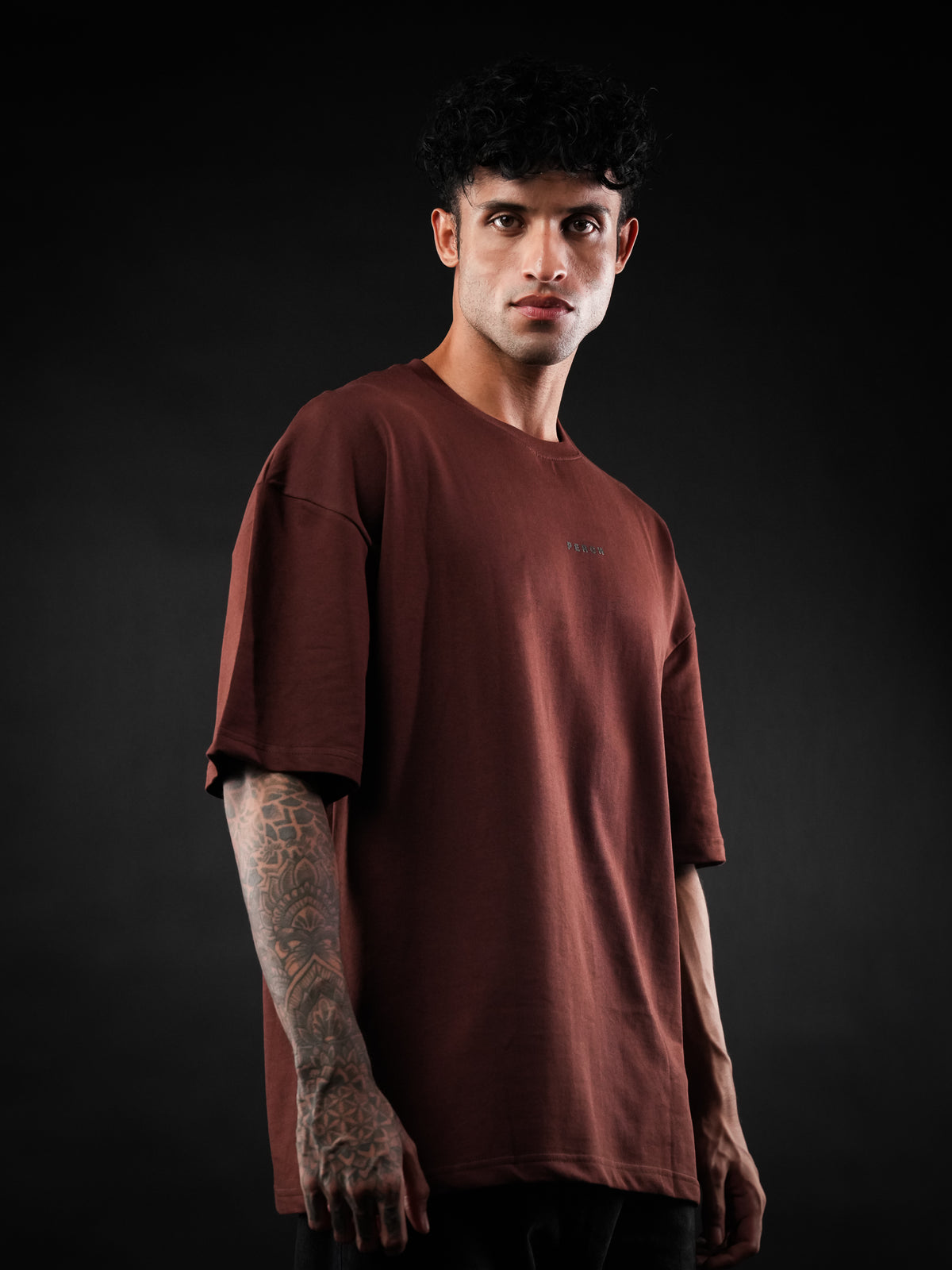Brown Solid Oversized Tshirt